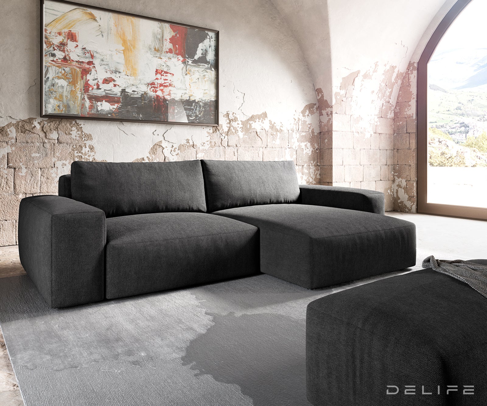 Kotna garnitura Lanzo XL 274x175x69cm, Material: Mikrofibra