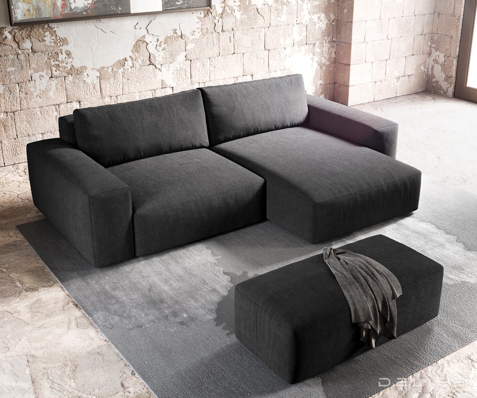 Kotna garnitura Lanzo XL 274x175x69cm, Material: Mikrofibra