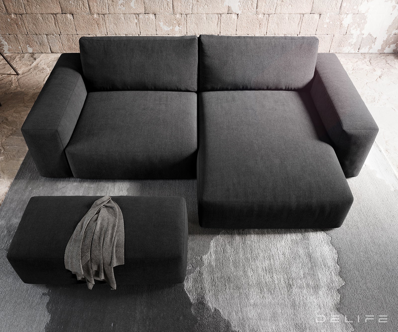 Kotna garnitura Lanzo XL 274x175x69cm, Material: Mikrofibra