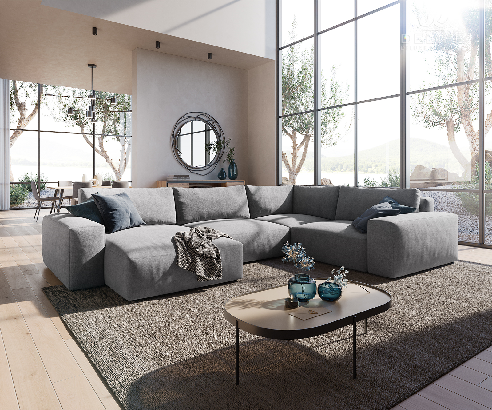 Velika kotna sedežna garnitura Lanzo XL 364x258cm, Material: Mikrofibra