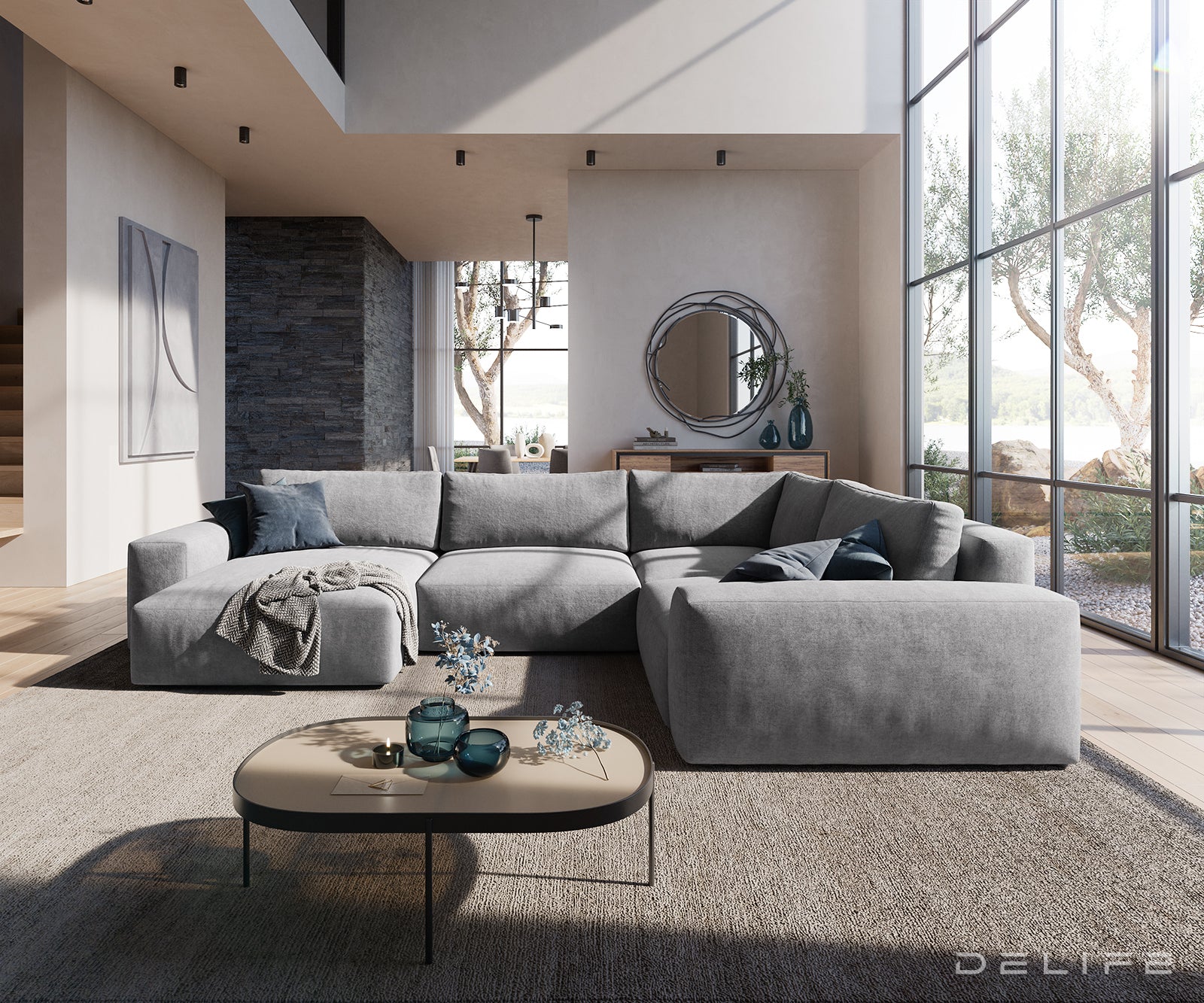 Velika kotna sedežna garnitura Lanzo XL 364x258cm, Material: Mikrofibra