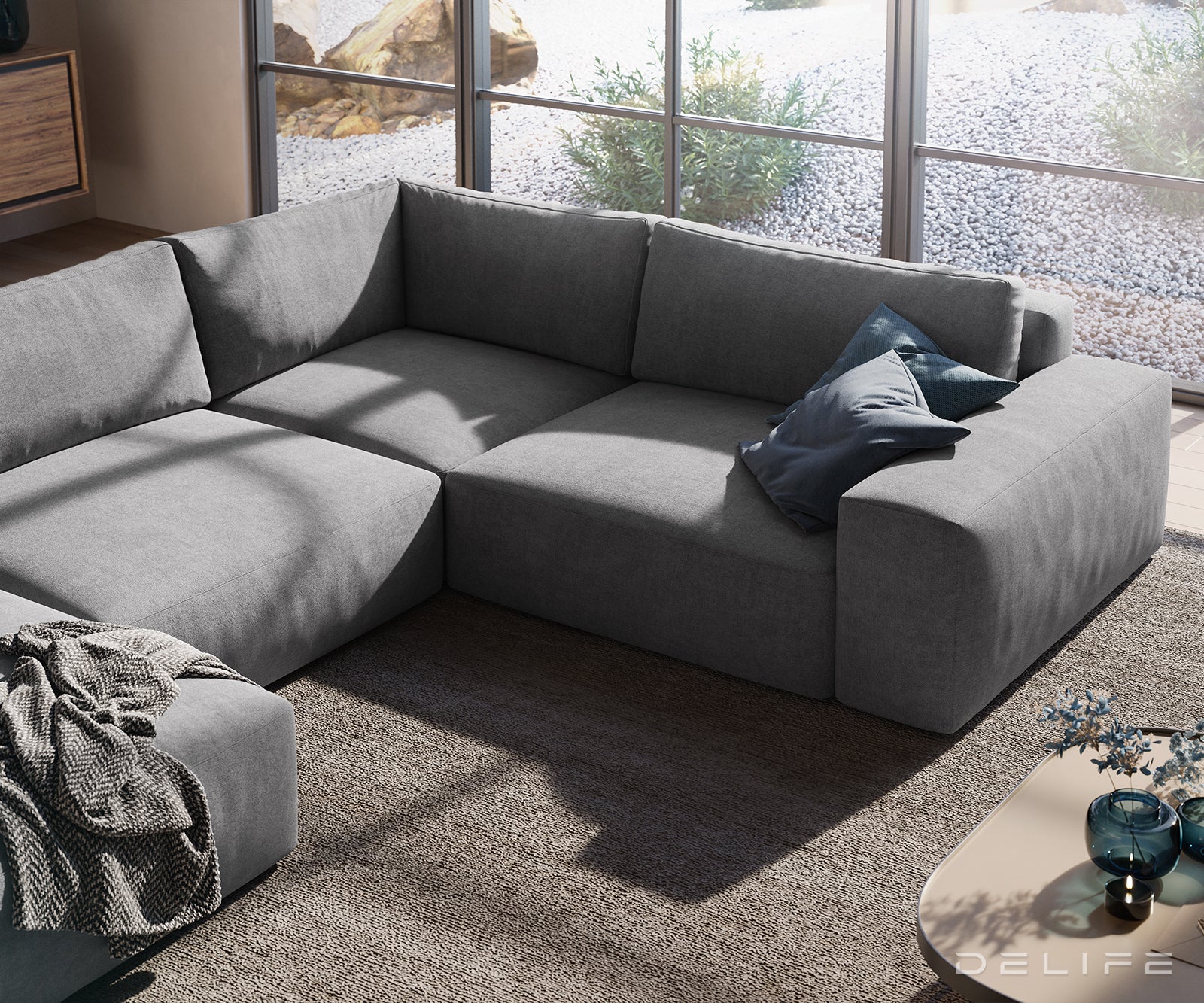 Velika kotna sedežna garnitura Lanzo XL 364x258cm, Material: Mikrofibra