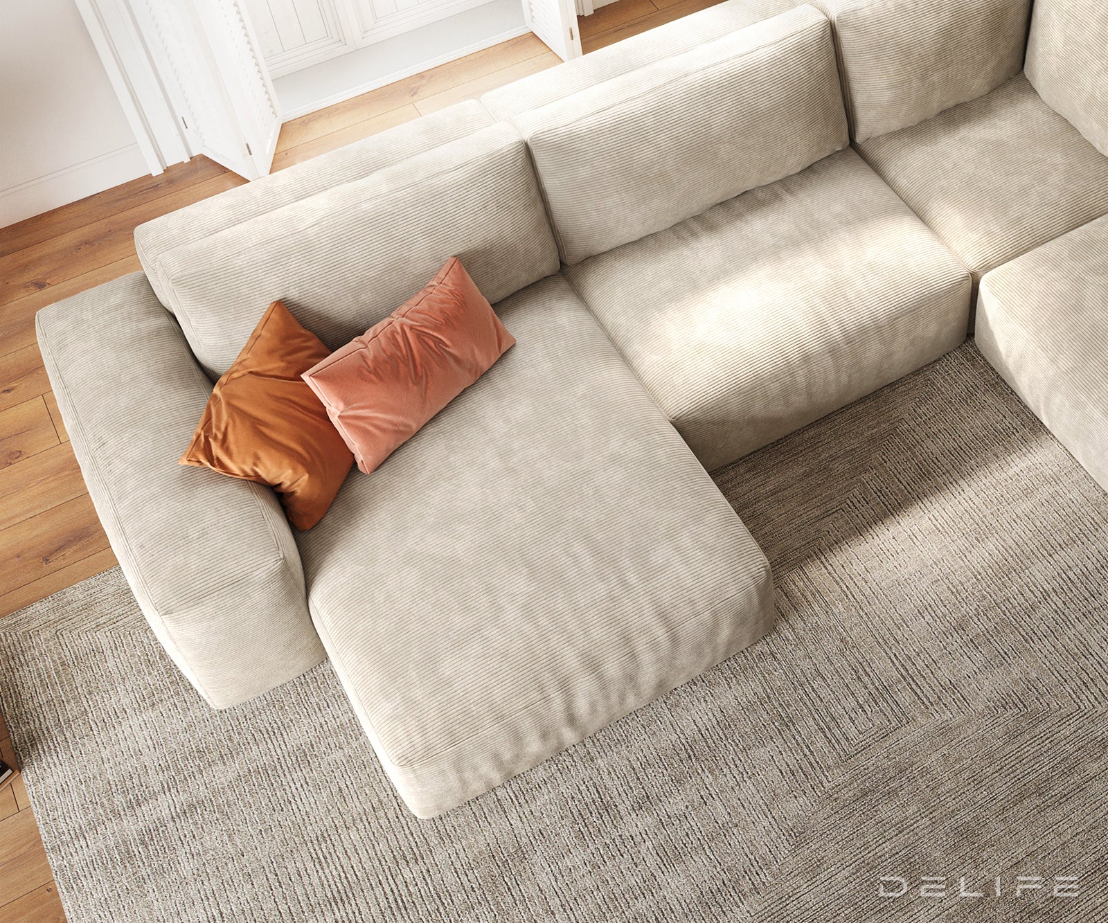 Velika kotna garnitura Lanzo XL 364x258cm, Material: Rebrasta tkanina