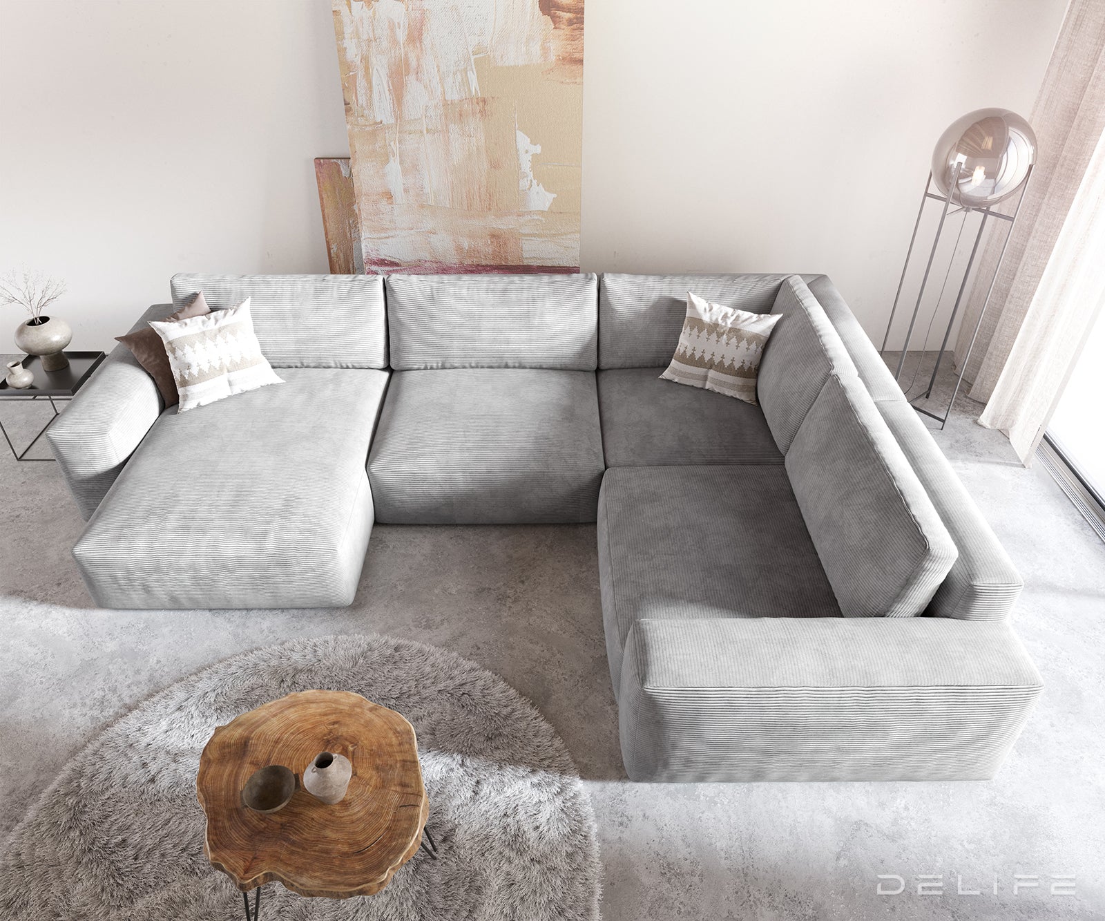 Velika kotna garnitura Lanzo XL 364x258cm, Material: Rebrasta tkanina