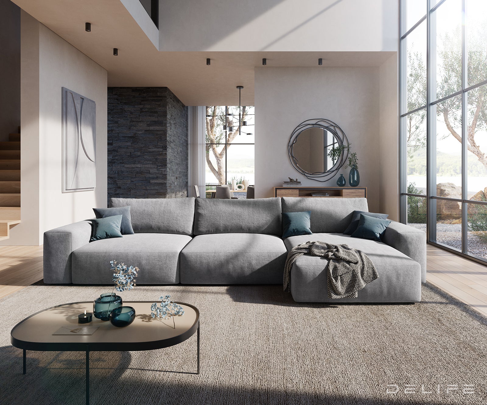 Kotna sedežna garnitura Lanzo XL 380x176x69cm, Material: Mikrofibra