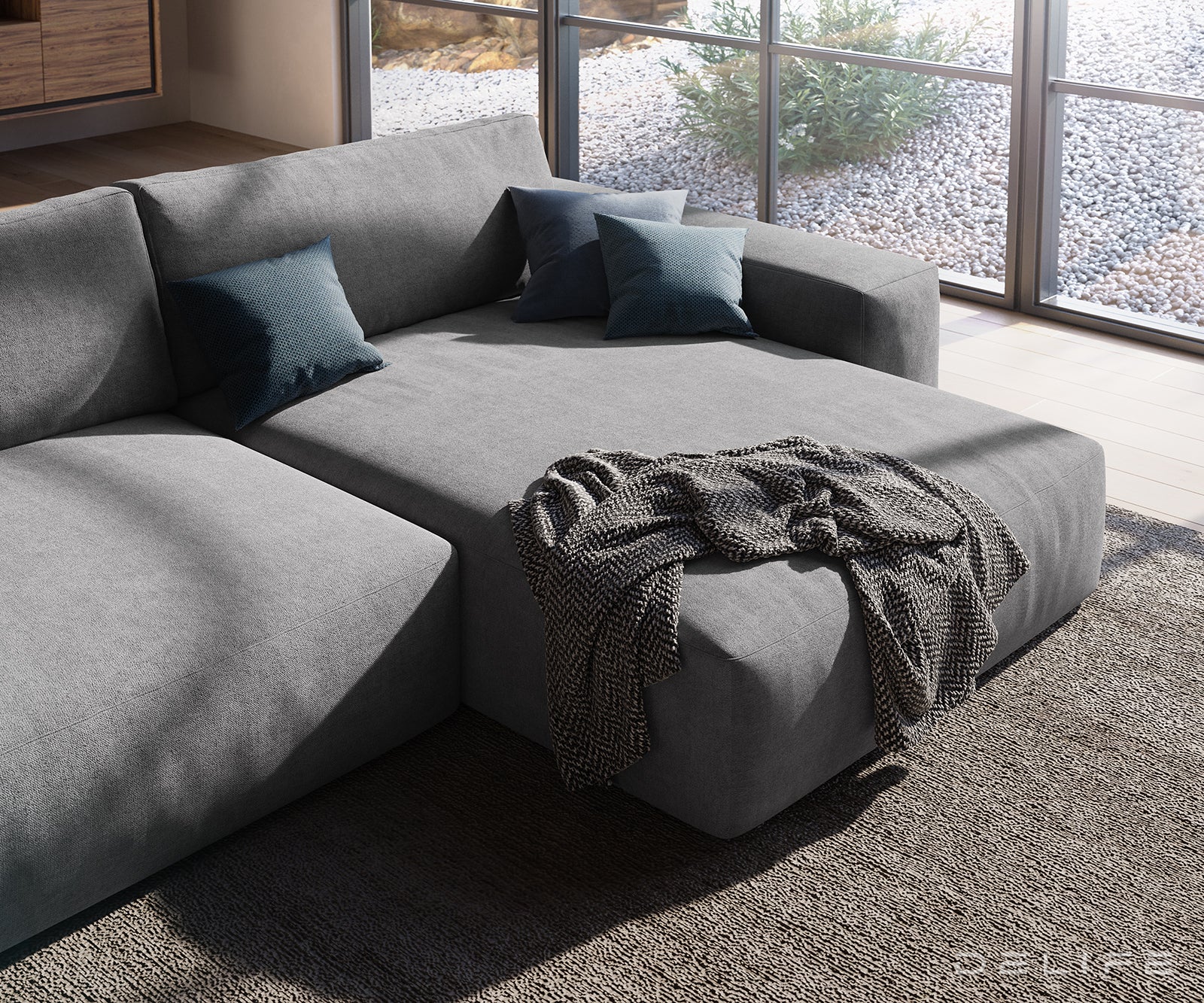 Kotna sedežna garnitura Lanzo XL 380x176x69cm, Material: Mikrofibra