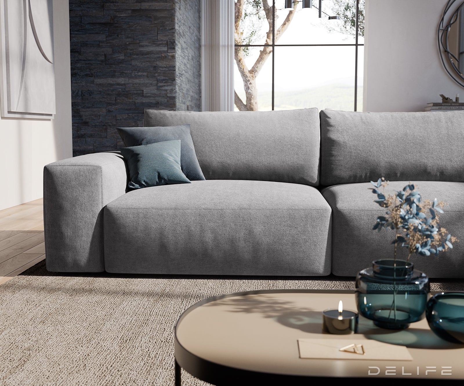 Kotna sedežna garnitura Lanzo XL 380x176x69cm, Material: Mikrofibra