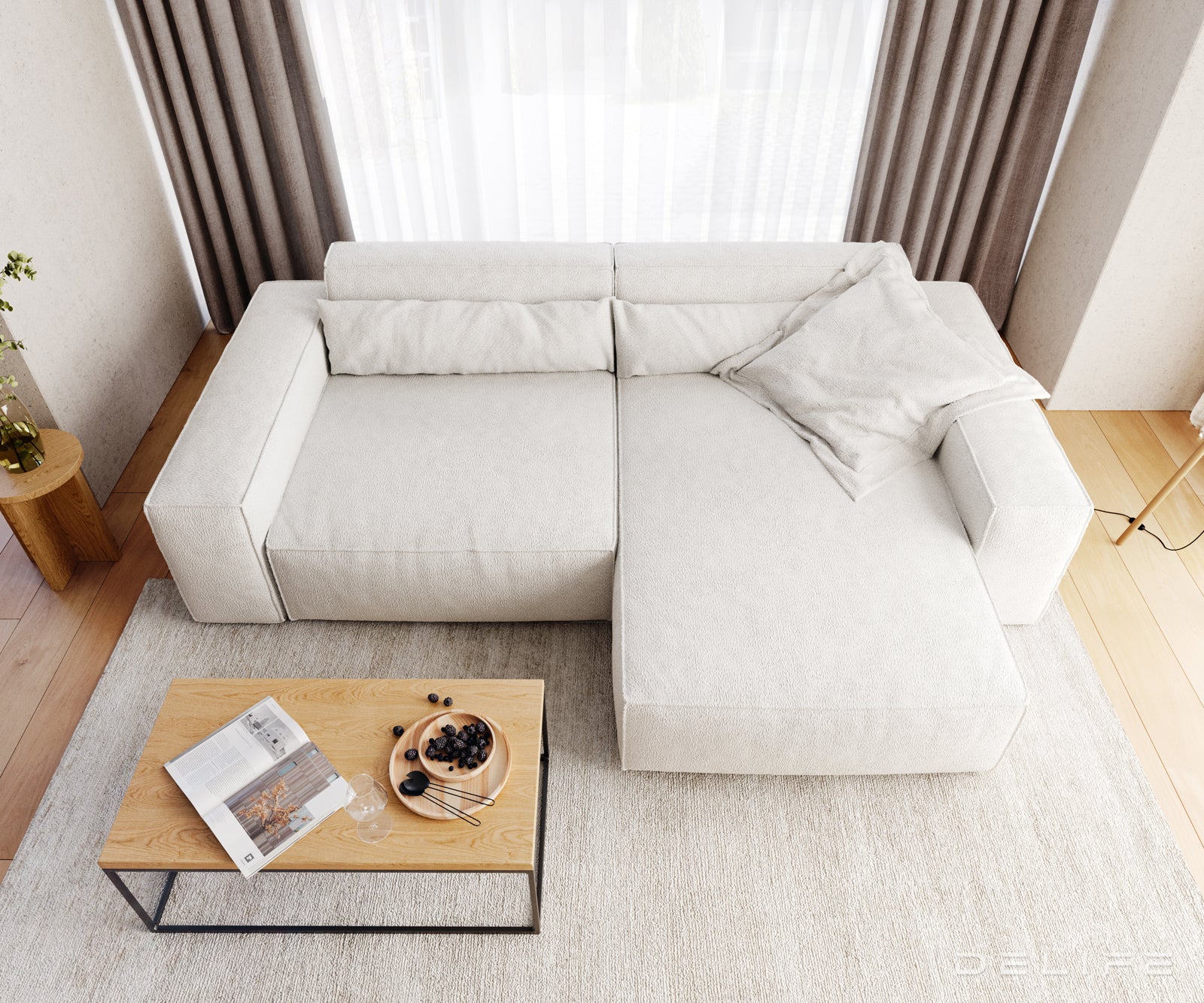 Kotna sedežna garnitura Sirpio XL 266x173cm, Material: Bukle