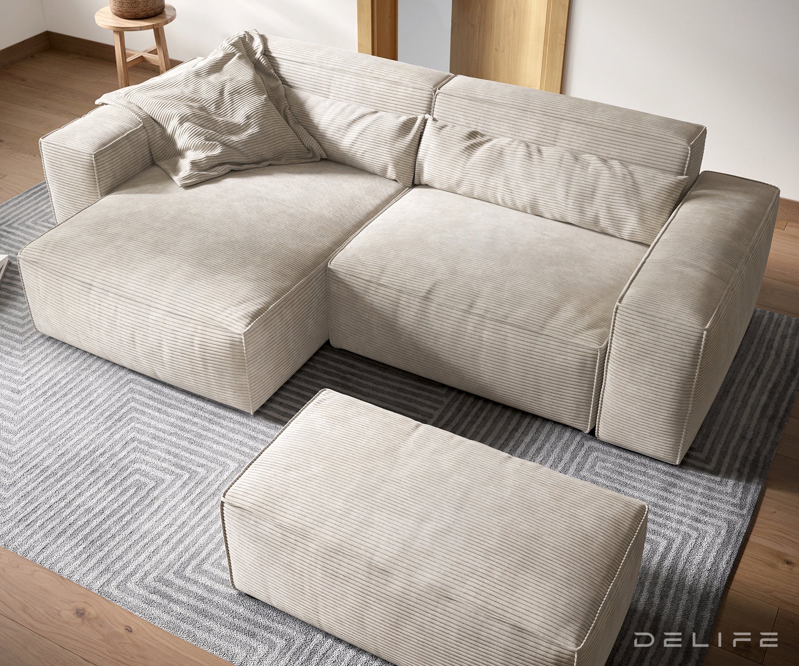 Kotna sedežna garnitura Sirpio XL 266x173cm, Material: Rebrasta tkanina