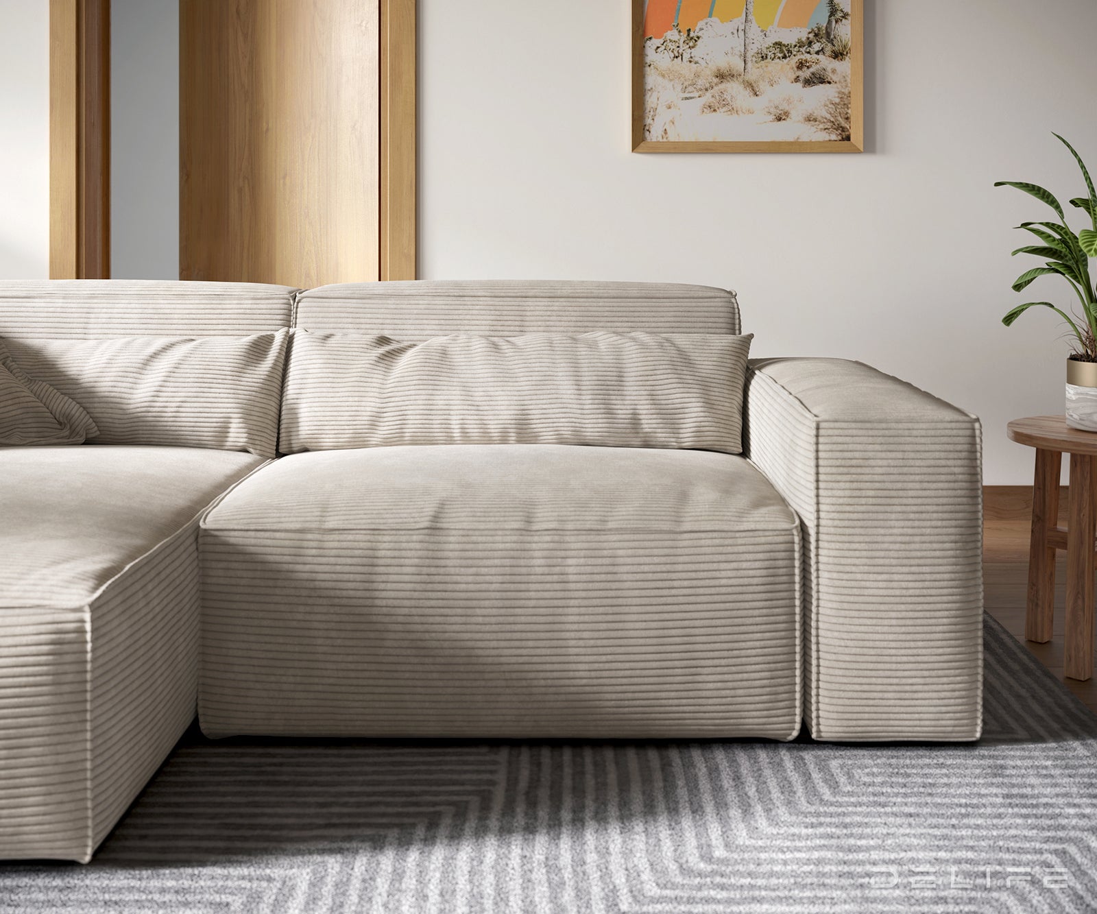 Kotna sedežna garnitura Sirpio XL 266x173cm, Material: Rebrasta tkanina