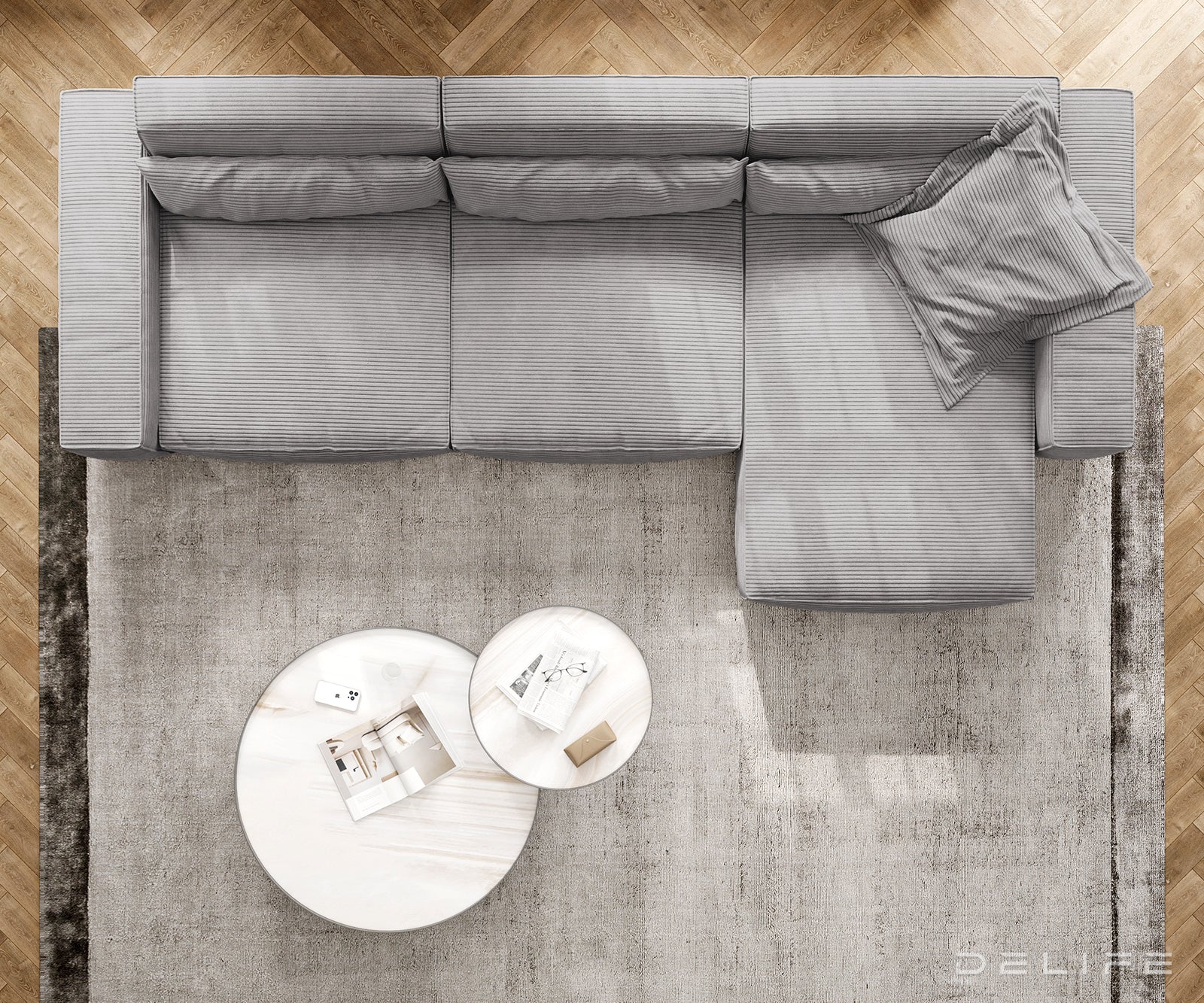 Kotna sedežna garnitura Sirpio XL 370x173cm, Material: Rebrasta tkanina