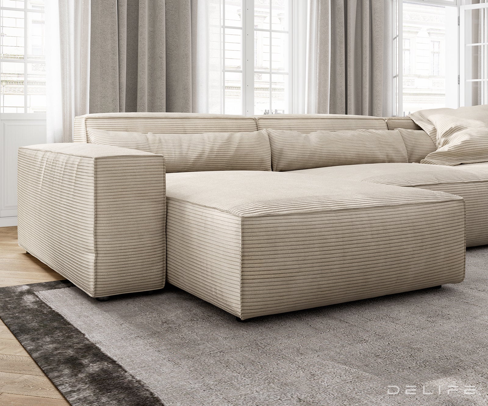 Velika kotna sedežna garnitura Sirpio XL 360x258cm, Material: Rebrasta tkanina