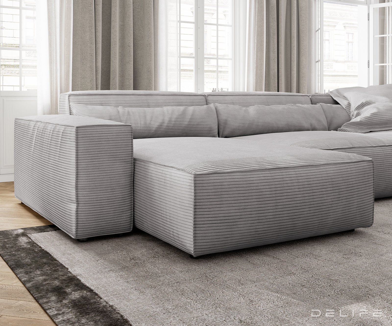 Velika kotna sedežna garnitura Sirpio XL 360x258cm, Material: Rebrasta tkanina