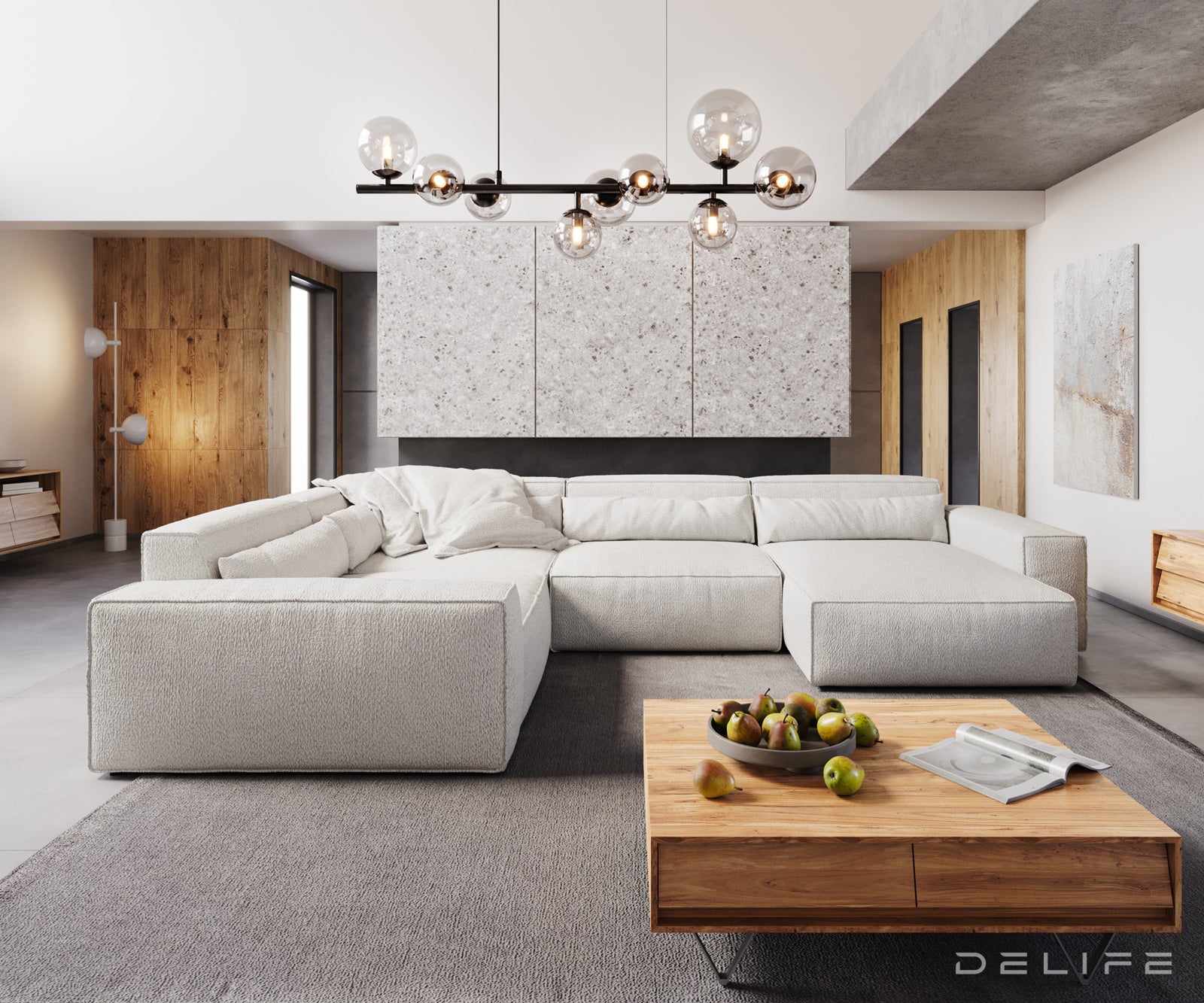 Velika kotna sedežna garnitura Sirpio XL 360x258cm, Material: Bukle