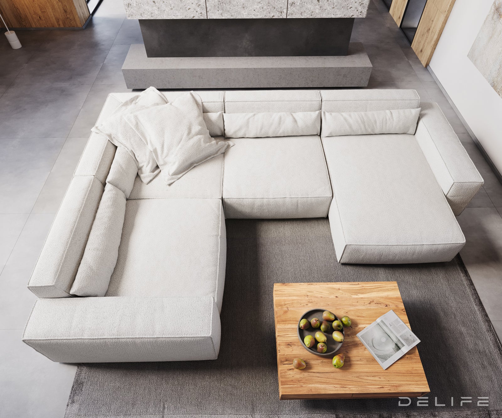 Velika kotna sedežna garnitura Sirpio XL 360x258cm, Material: Bukle