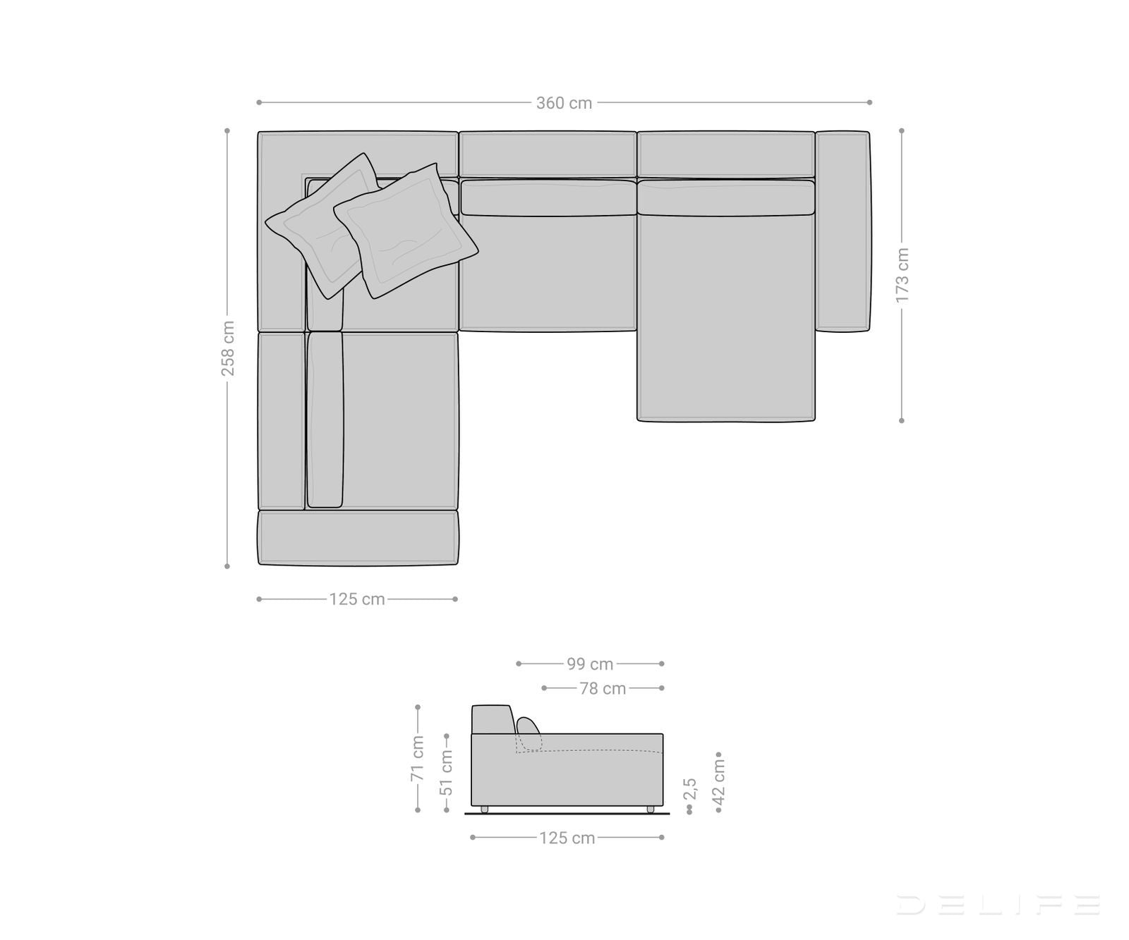 Velika kotna sedežna garnitura Sirpio XL 360x258cm, Material: Bukle