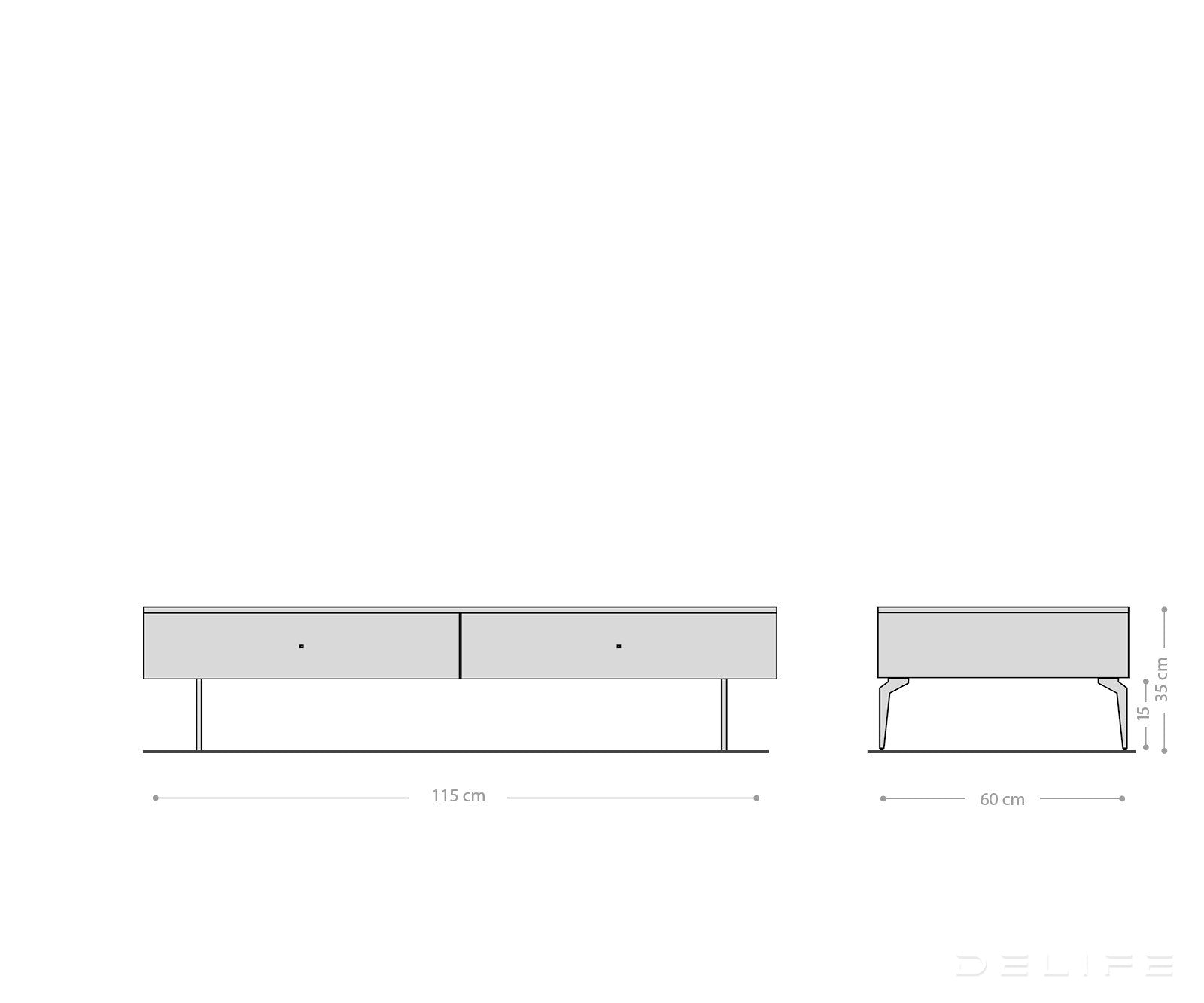 Klubska mizica Bahan 115x60x35cm, Material: Mango, Teak, Marmor