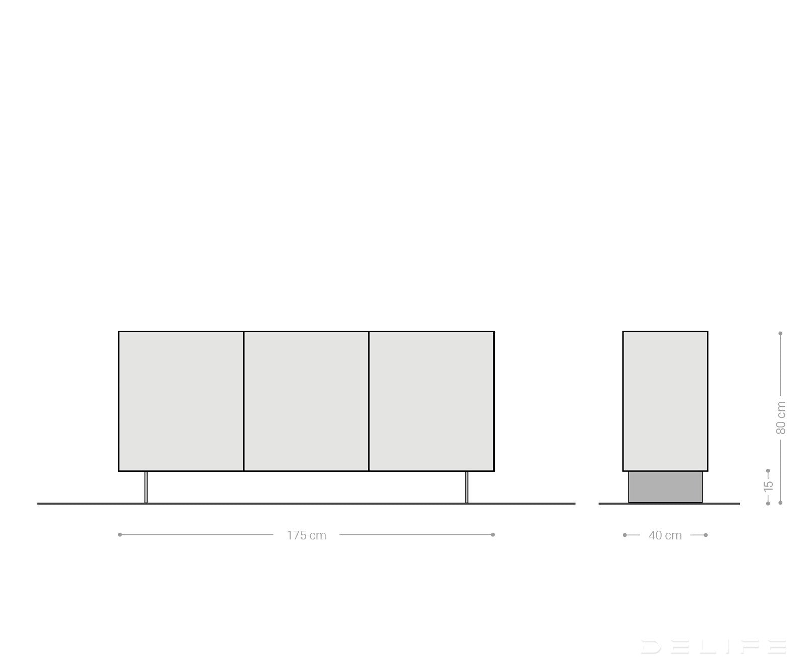 Komoda s predalnikom, 175x40cm, Material: Akacija