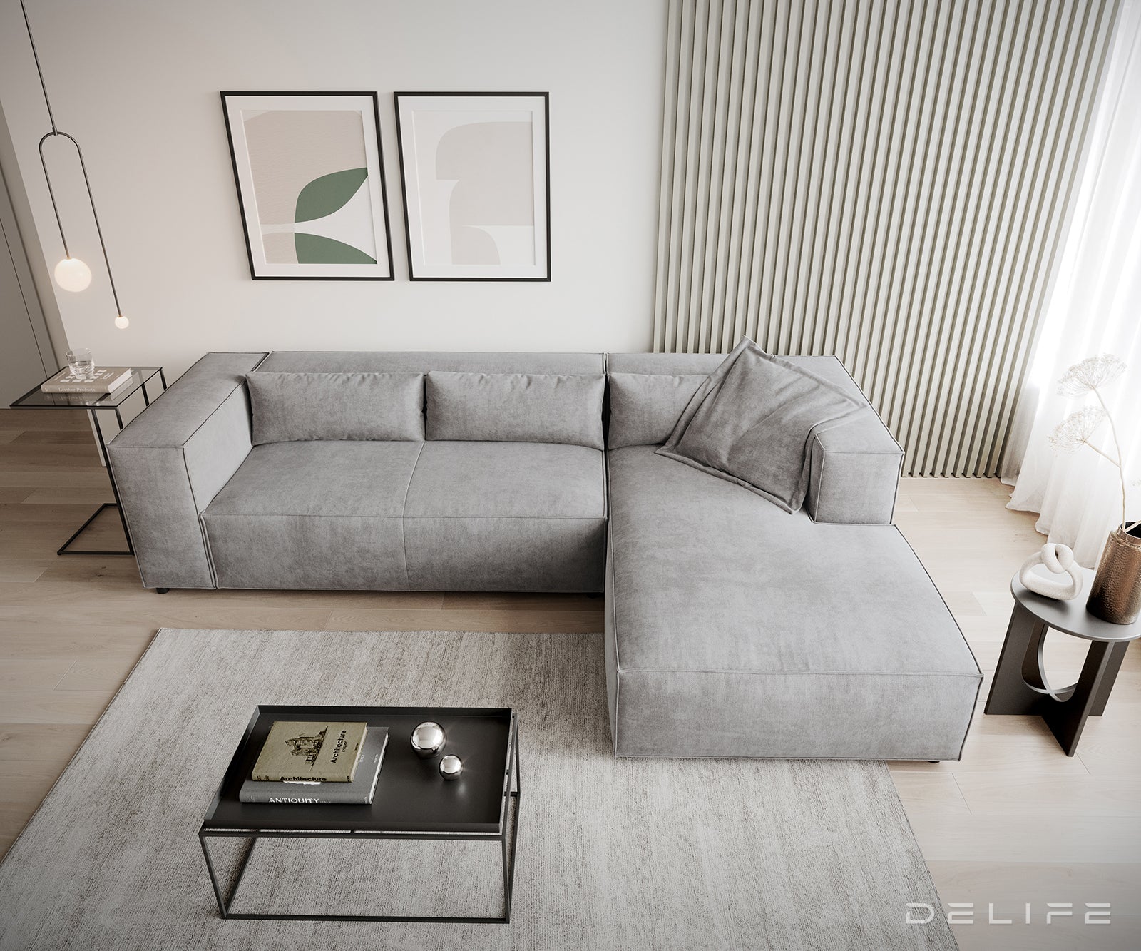 Kotna sedežna garnitura Brom 260x174cm, Material: Mikrofibra