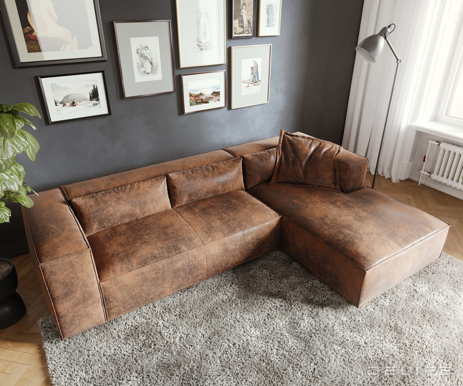 Kotna garnitura Brom 260x174cm, Material: Umetno usnje