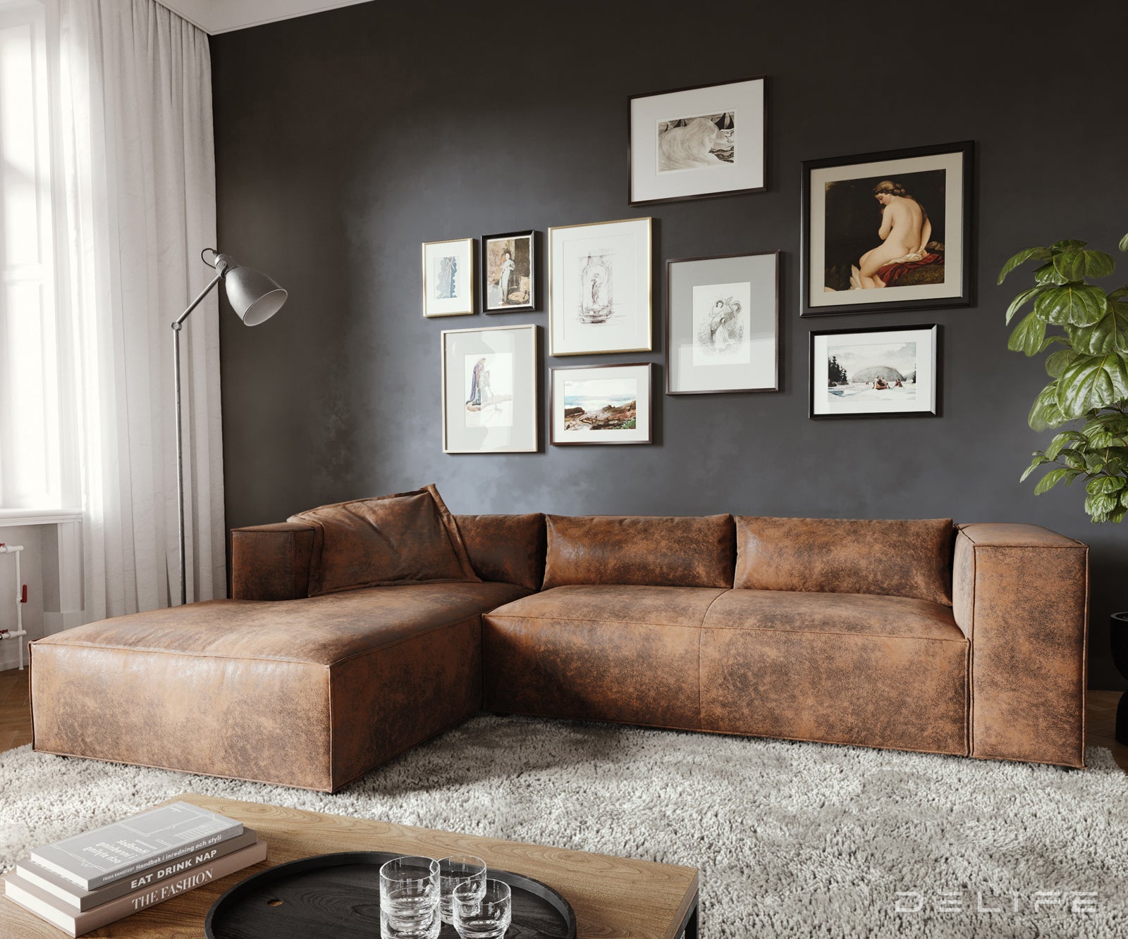 Kotna garnitura Brom 260x174cm, Material: Umetno usnje