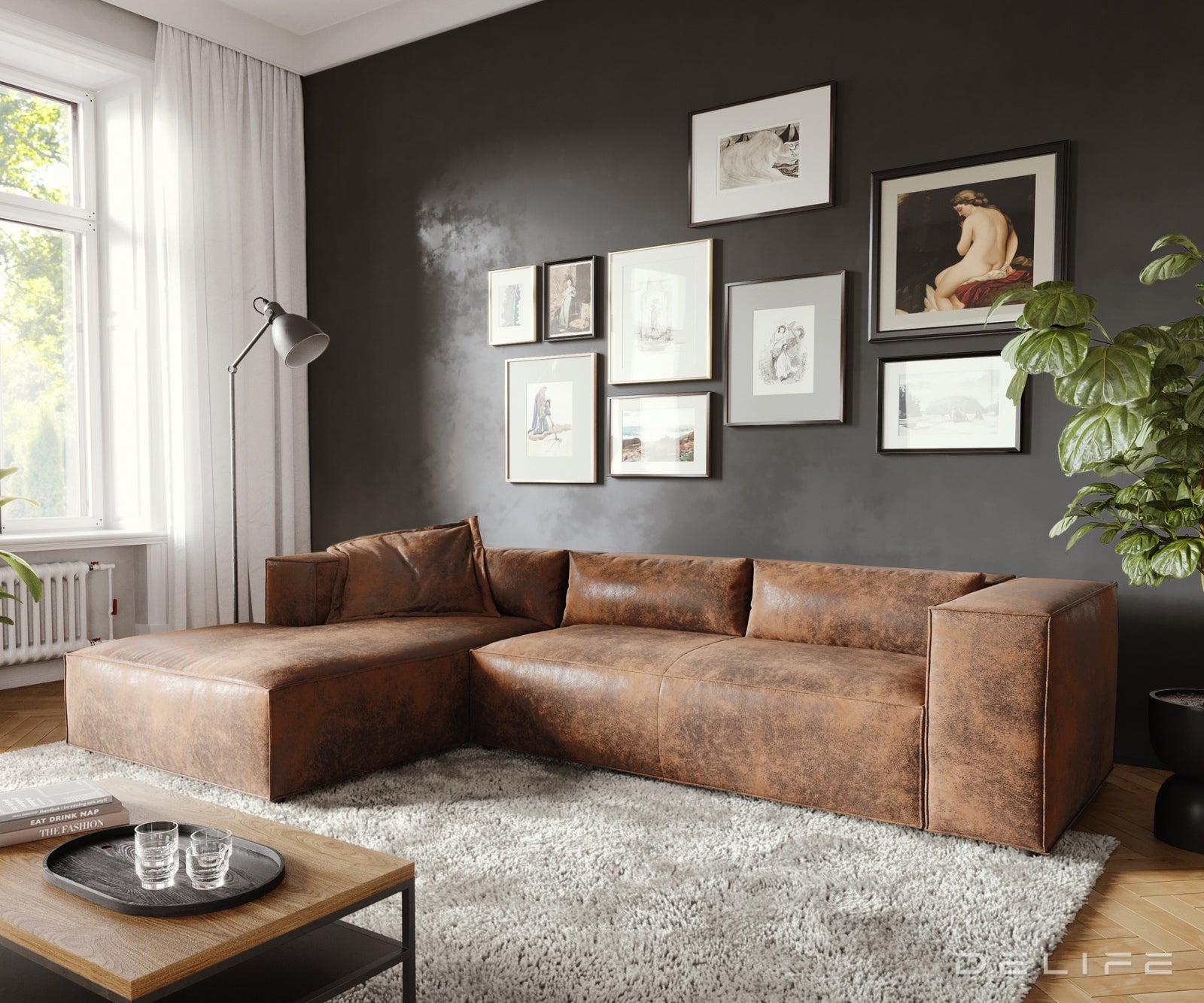 Kotna garnitura Brom 260x174cm, Material: Umetno usnje