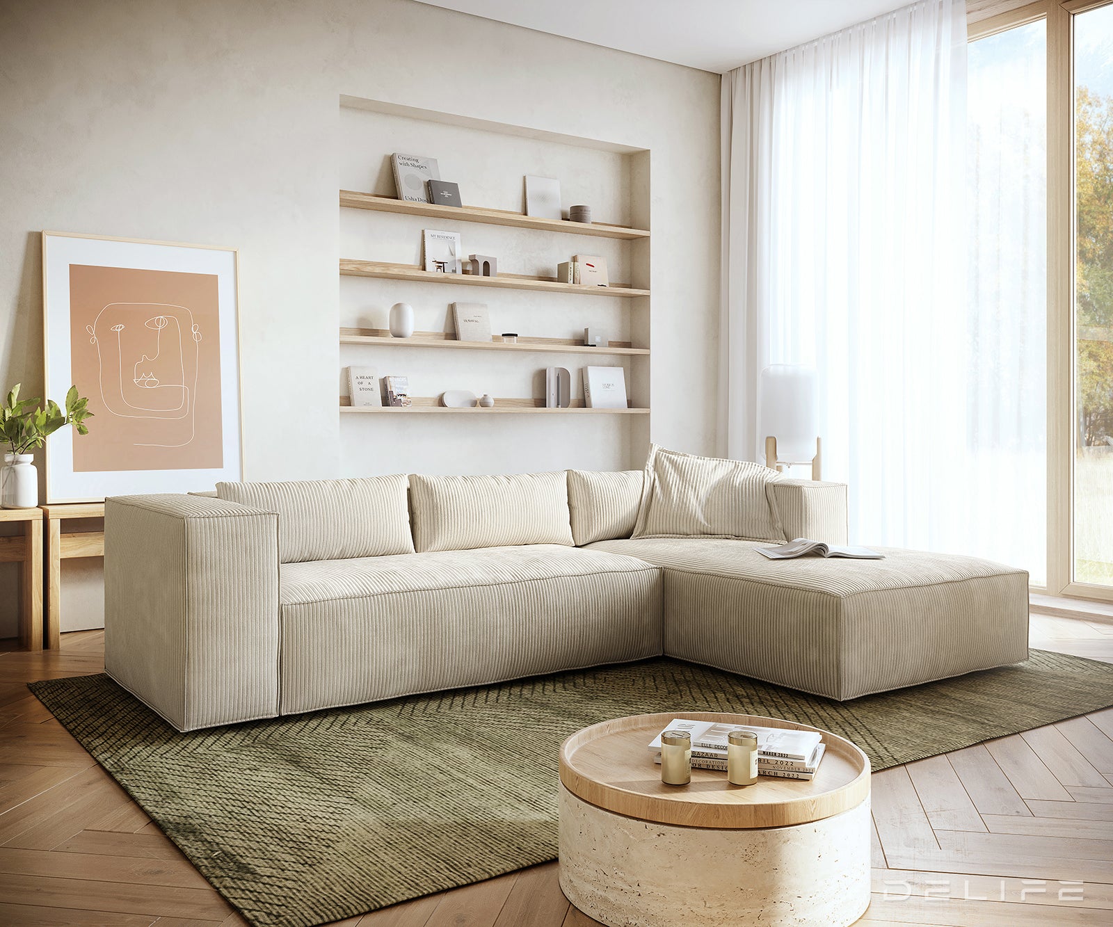 Kotna garnitura Brom 260x174cm, Material: Rebrasta tkanina