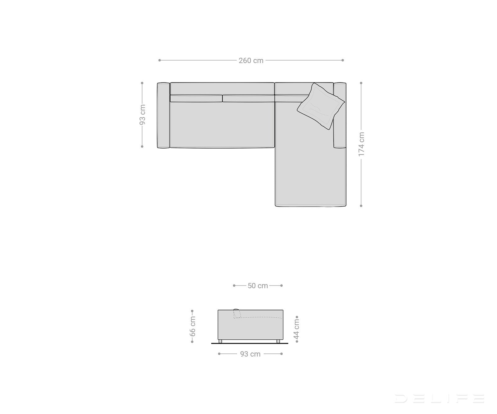 Kotna garnitura Brom 260x174cm, Material: Rebrasta tkanina