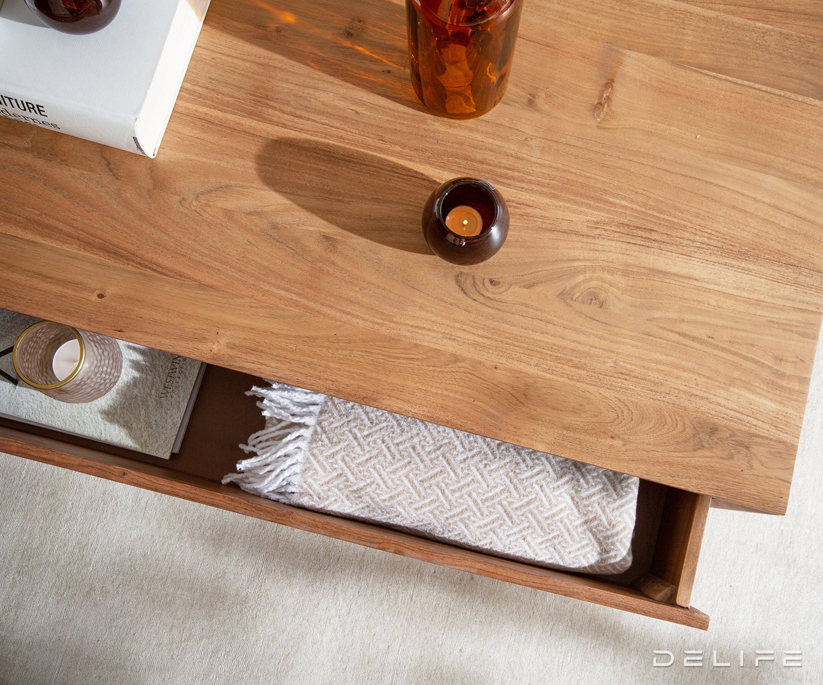 Klubska mizica Anaya 100x50cm, Material: Akacija