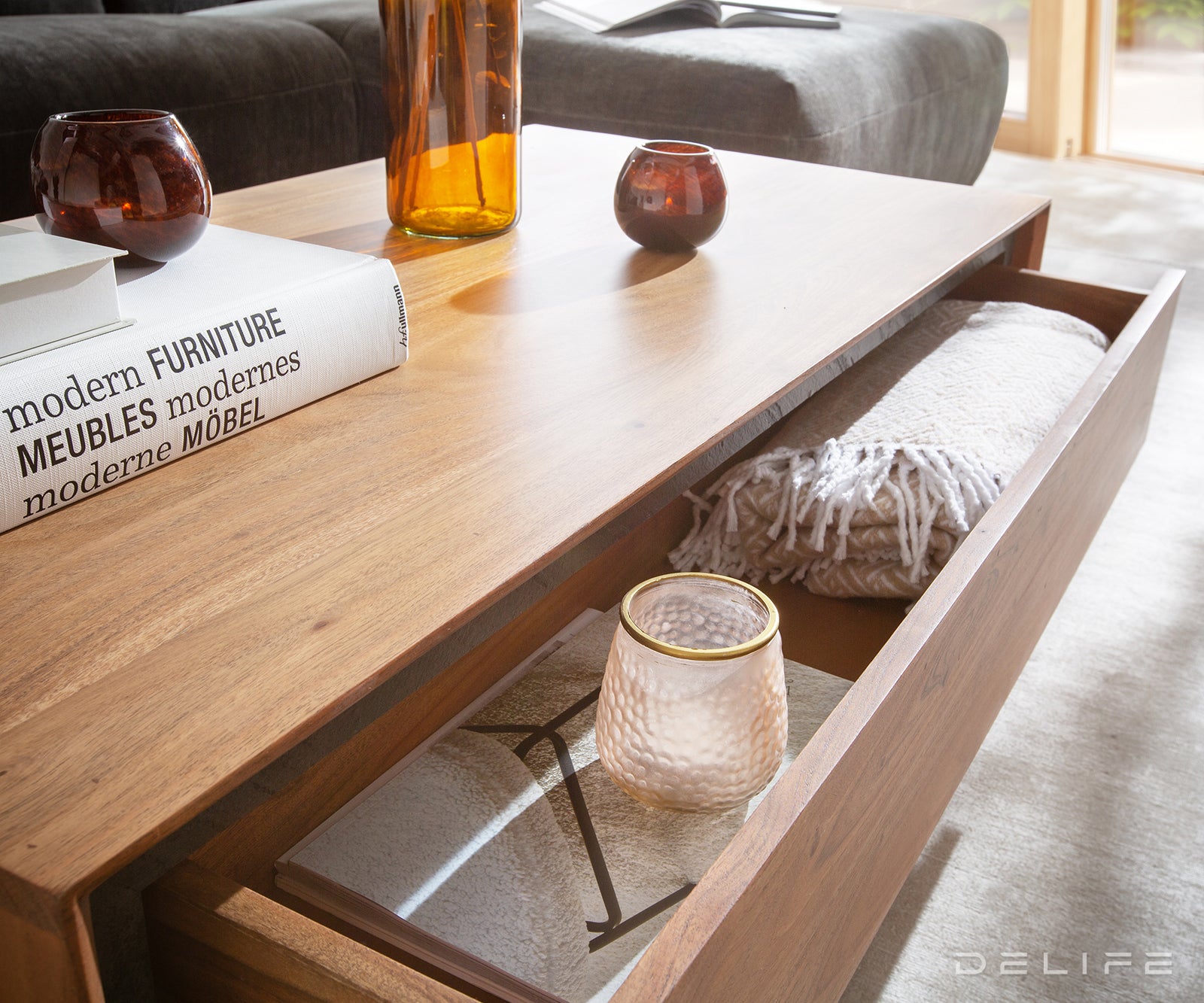 Klubska mizica Stonegrace 115x60cm, Material: Akacija