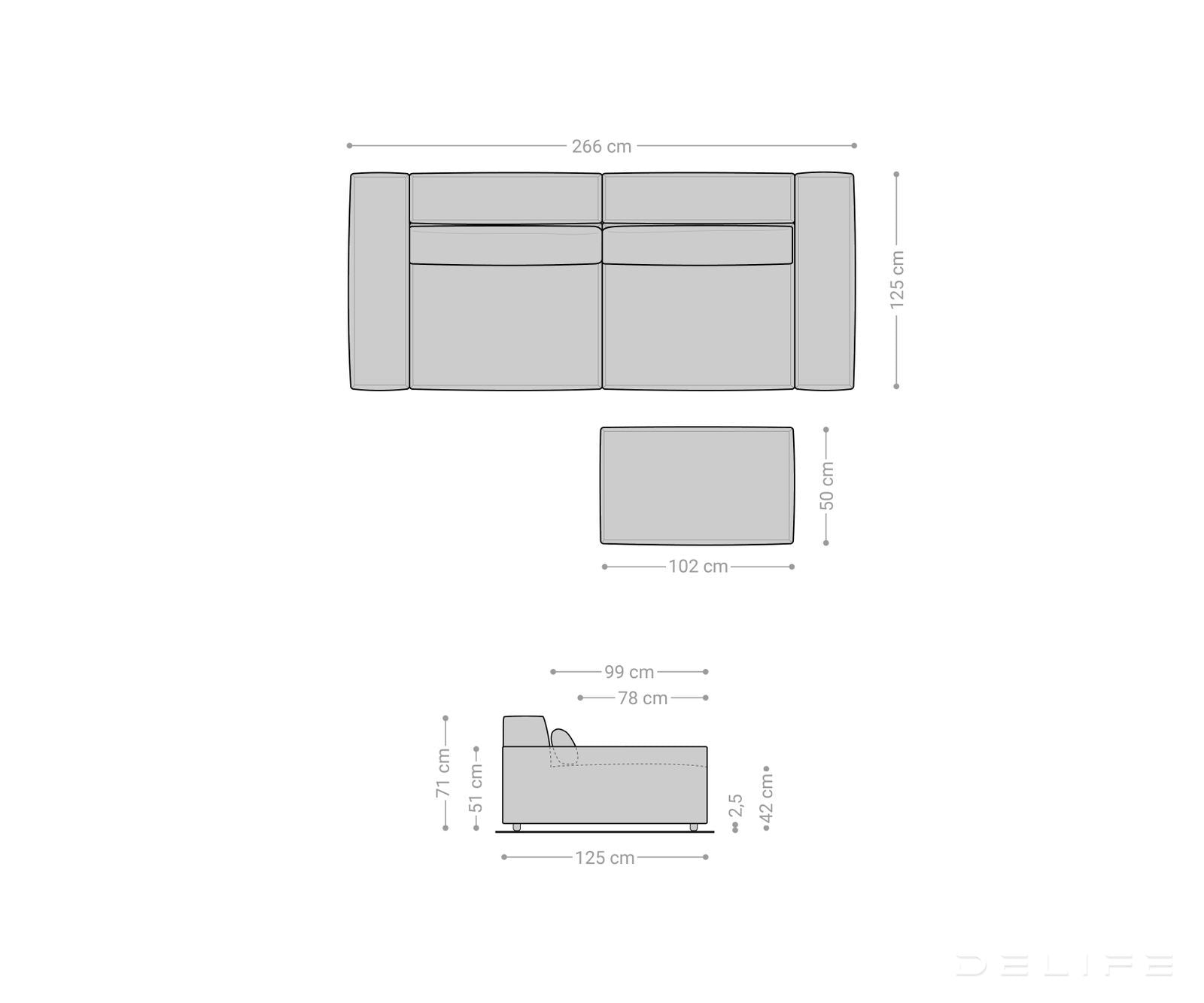 Kavč Sirpio XL 266x125cm, Material: Umetno usnje