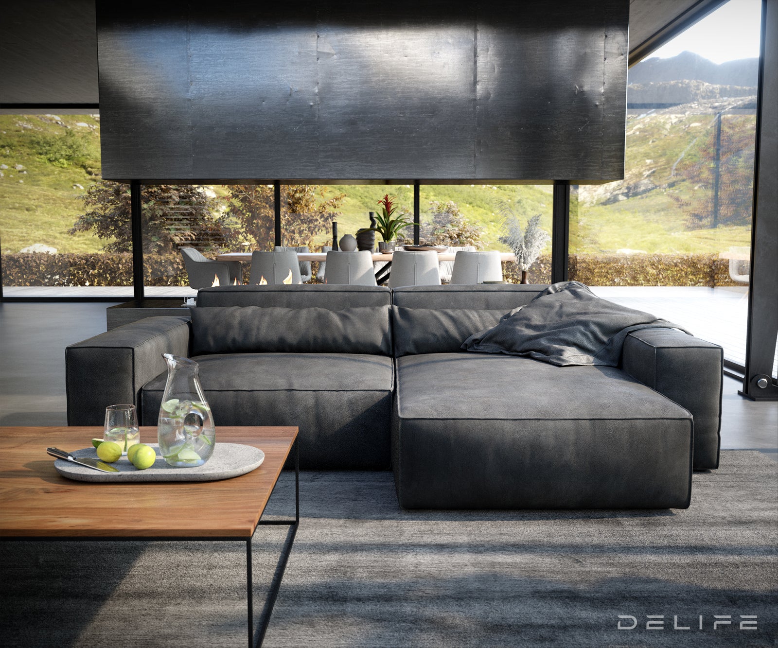 Kotna sedežna garnitura Sirpio XL 266x173cm, Material: Umetno usnje