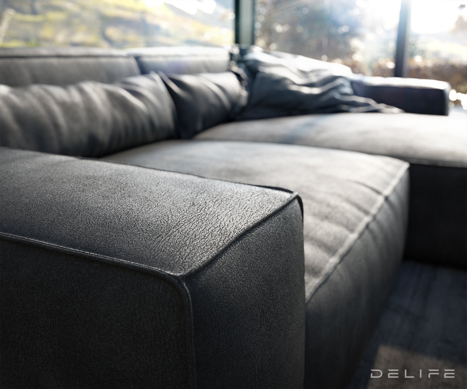 Kotna sedežna garnitura Sirpio XL 266x173cm, Material: Umetno usnje