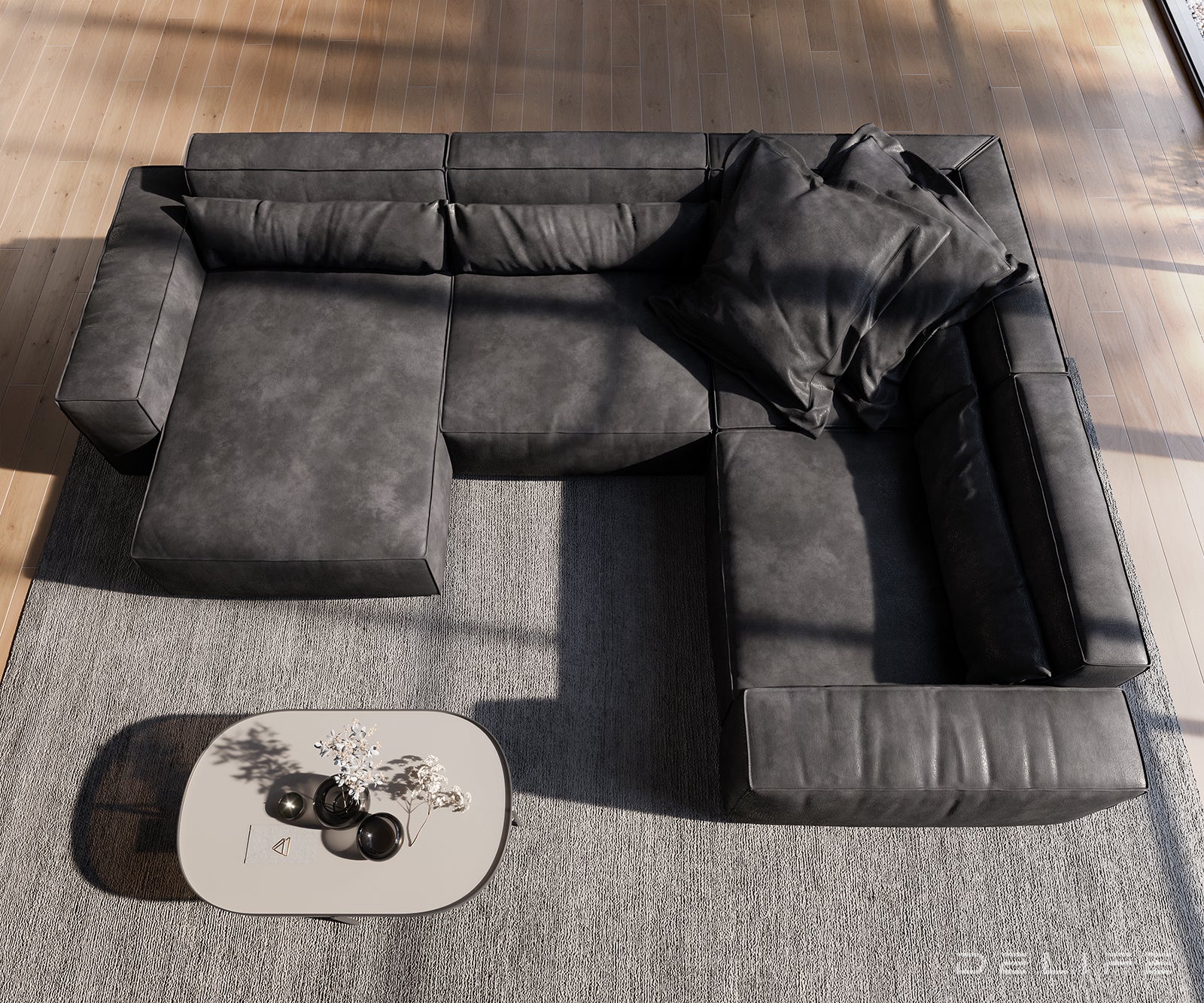 Velika kotna sedežna garnitura Sirpio L 330x230cm, Material: Umetno usnje