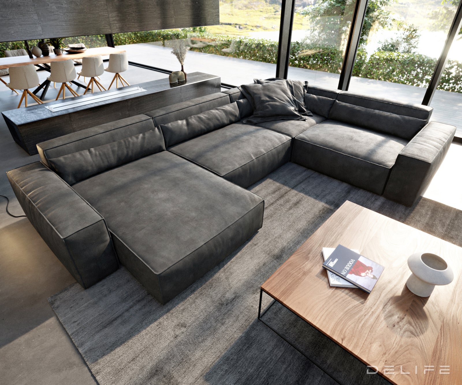 Velika kotna sedežna garnitura Sirpio XL 360x258cm, Material: Umetno usnje