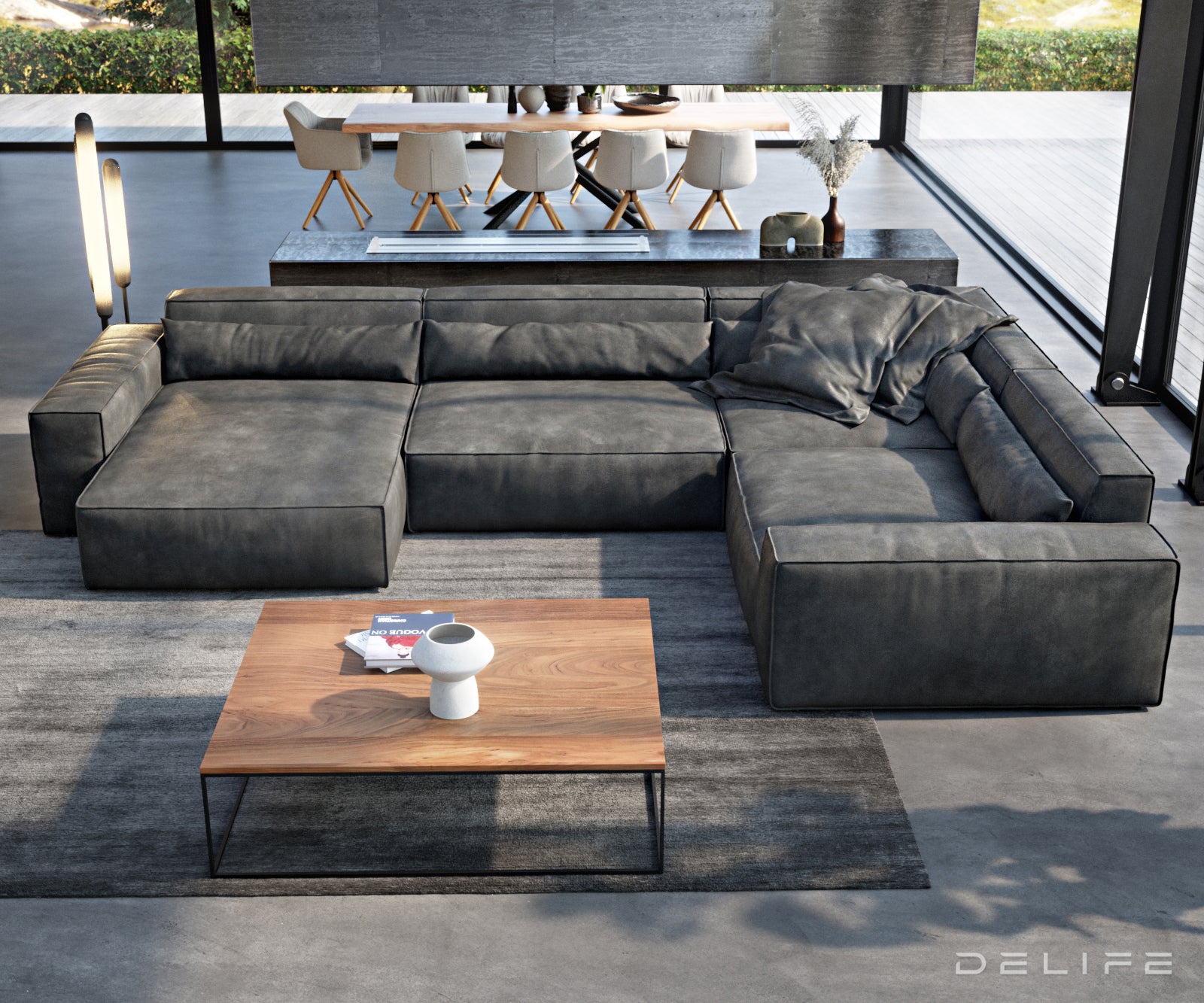 Velika kotna sedežna garnitura Sirpio XL 360x258cm, Material: Umetno usnje