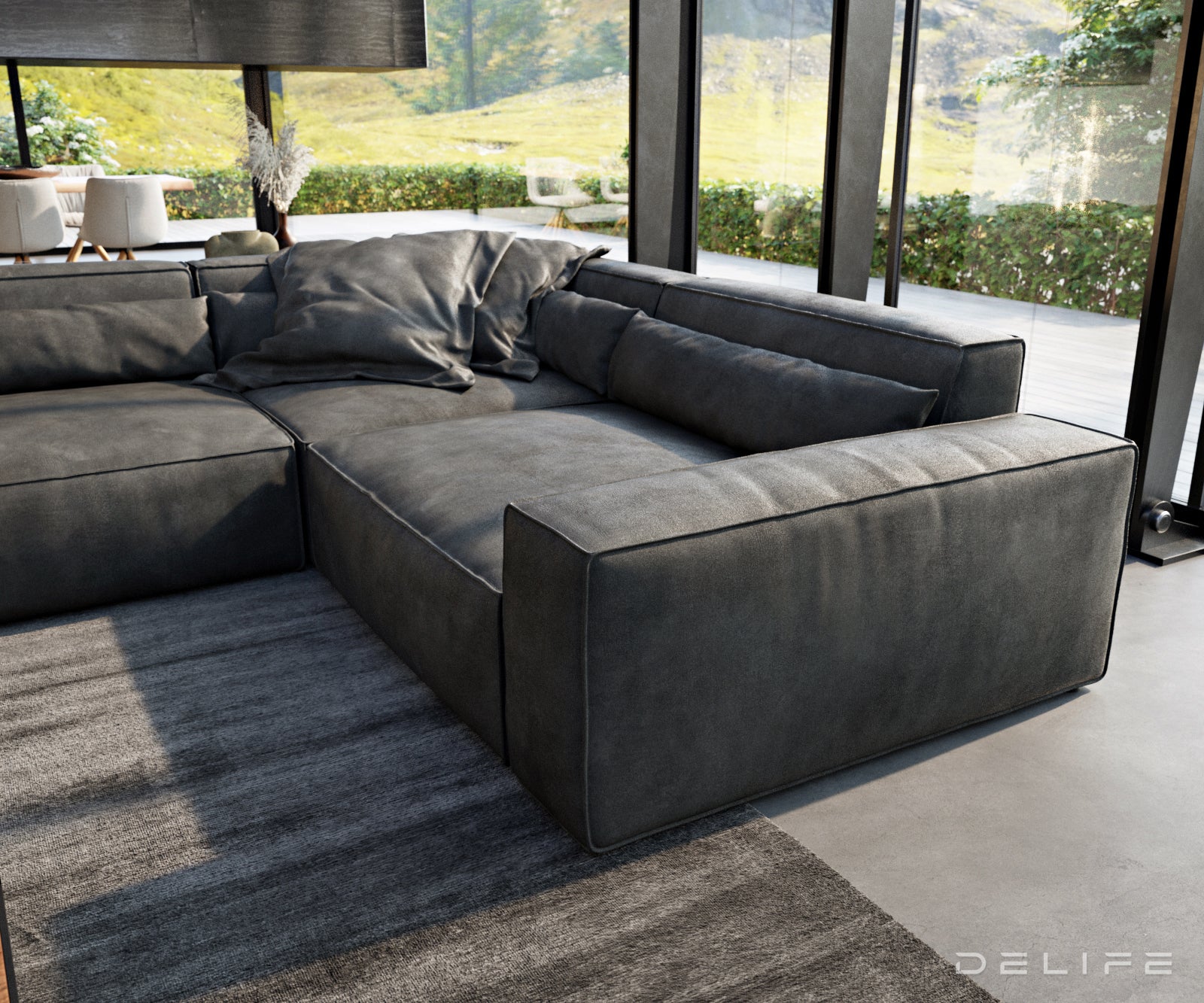 Velika kotna sedežna garnitura Sirpio XL 360x258cm, Material: Umetno usnje