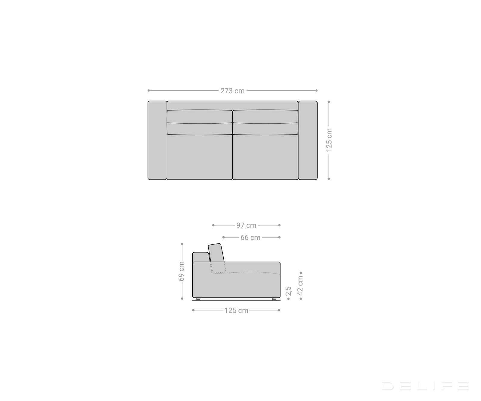 Kavč Lanzo XL 273x125cm, Material: Umetno usnje