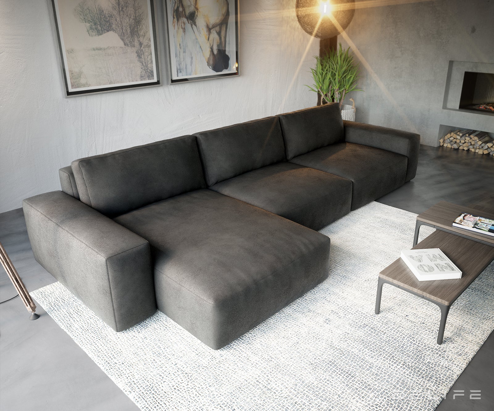 Kotna garnitura Lanzo XL, Material: Umetno usnje