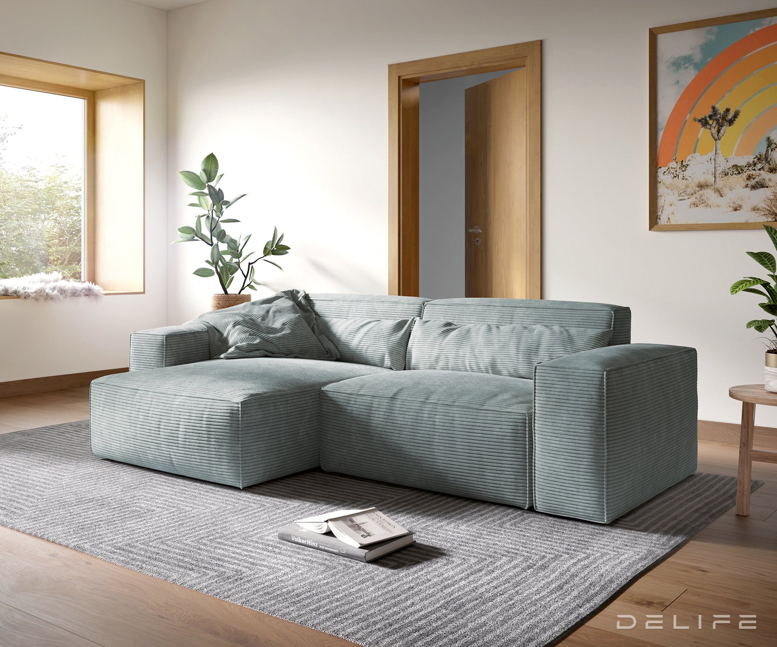 Kotna sedežna garnitura Sirpio XL 266x173cm, Material: Rebrasta tkanina