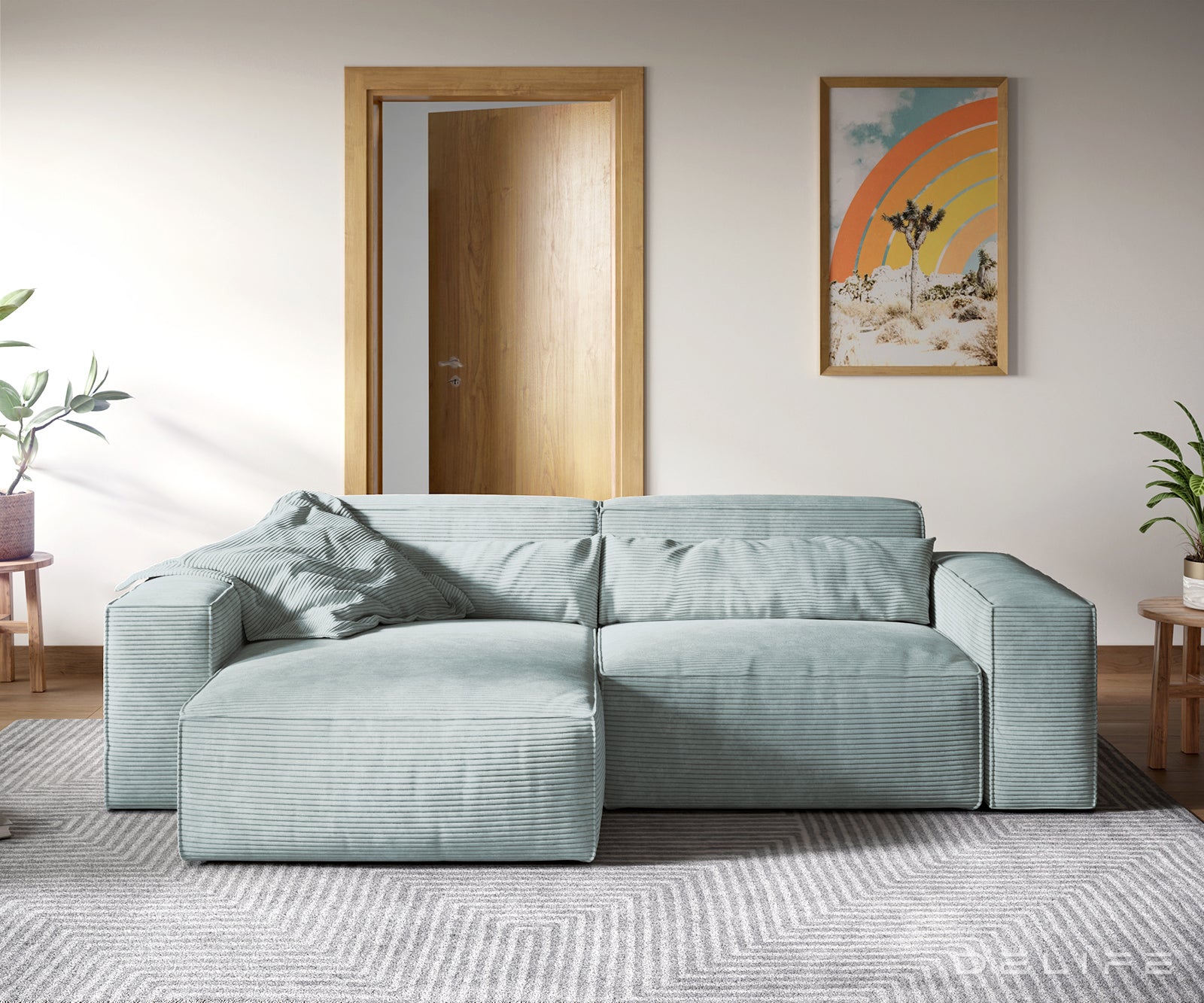 Kotna sedežna garnitura Sirpio XL 266x173cm, Material: Rebrasta tkanina