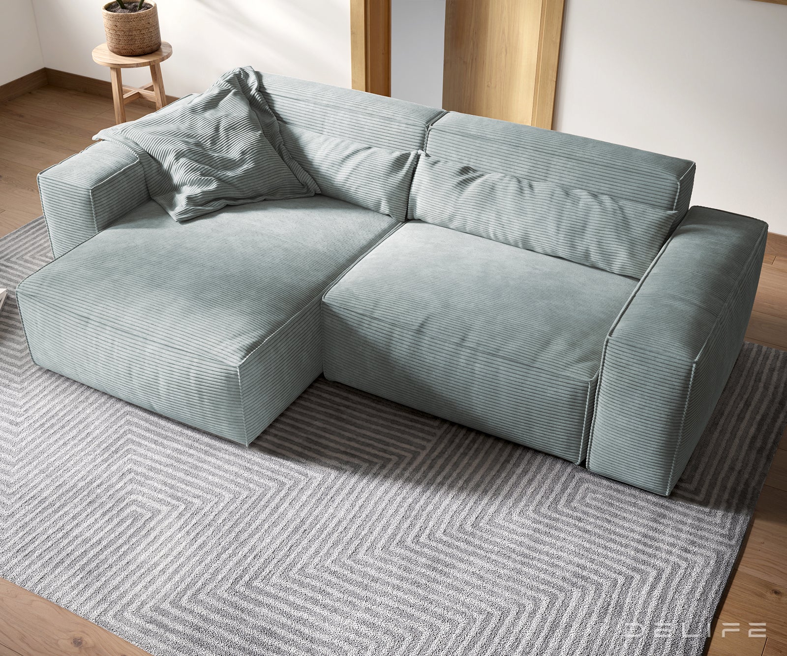 Kotna sedežna garnitura Sirpio XL 266x173cm, Material: Rebrasta tkanina