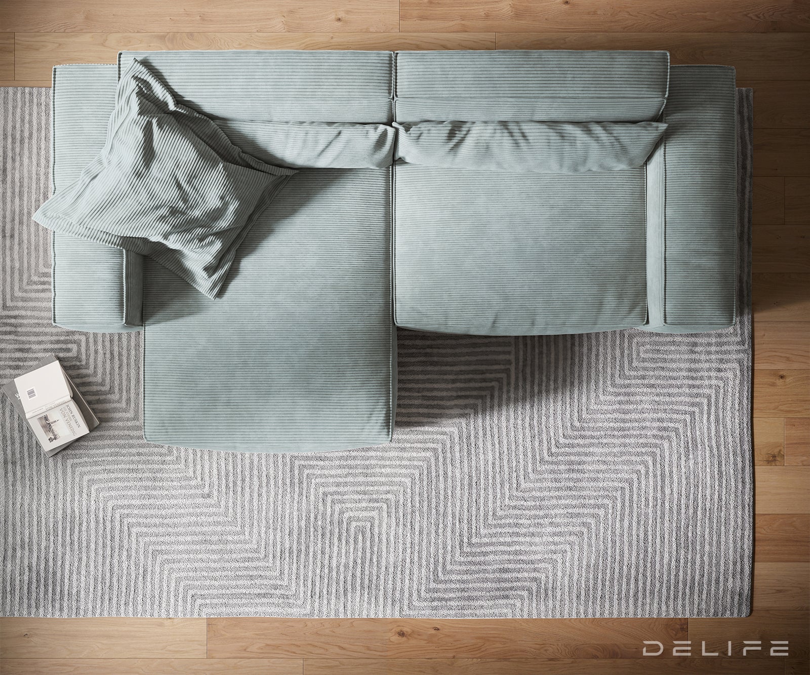 Kotna sedežna garnitura Sirpio XL 266x173cm, Material: Rebrasta tkanina