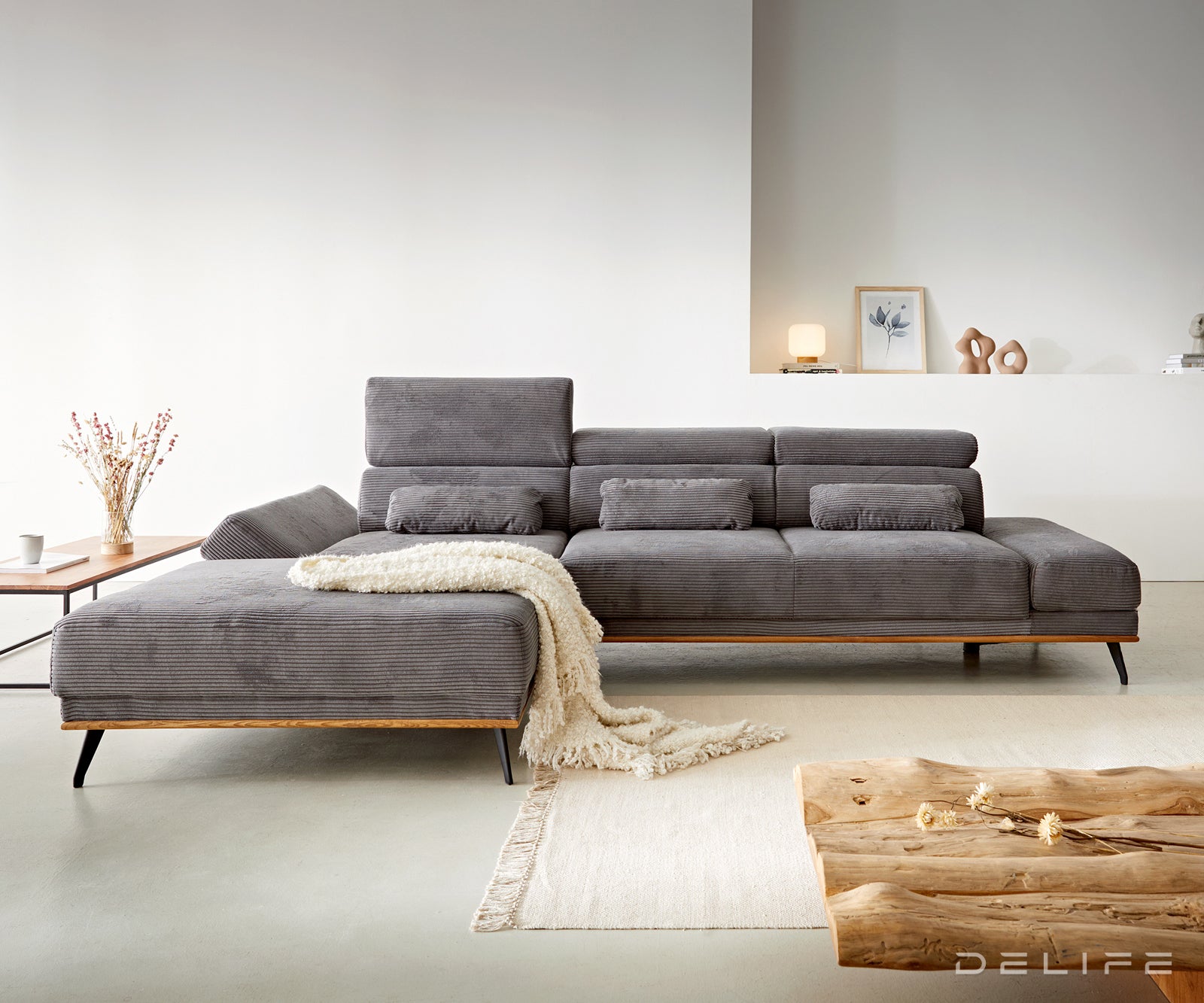 Kotna garnitura Evelio 320x201cm, Material: Rebrasta tkanina