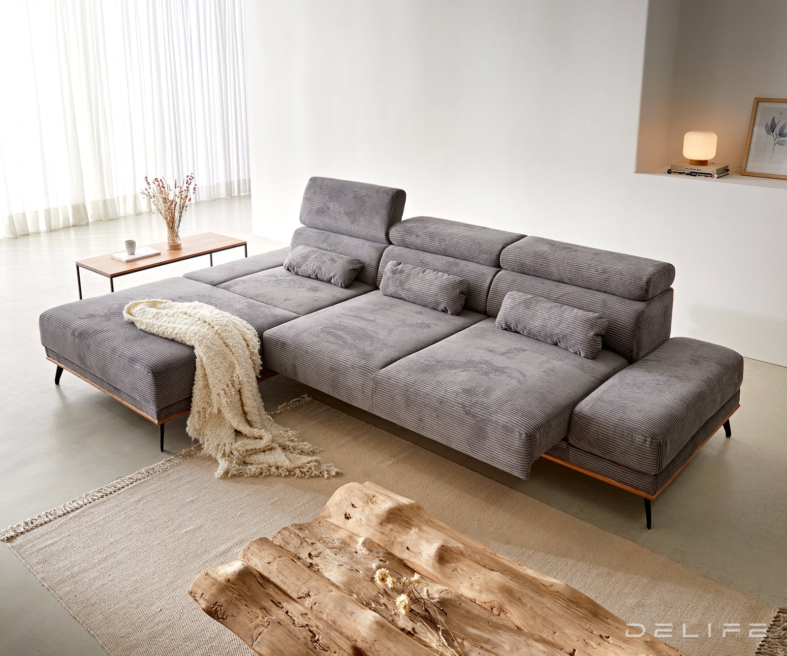 Kotna garnitura Evelio 320x201cm, Material: Rebrasta tkanina