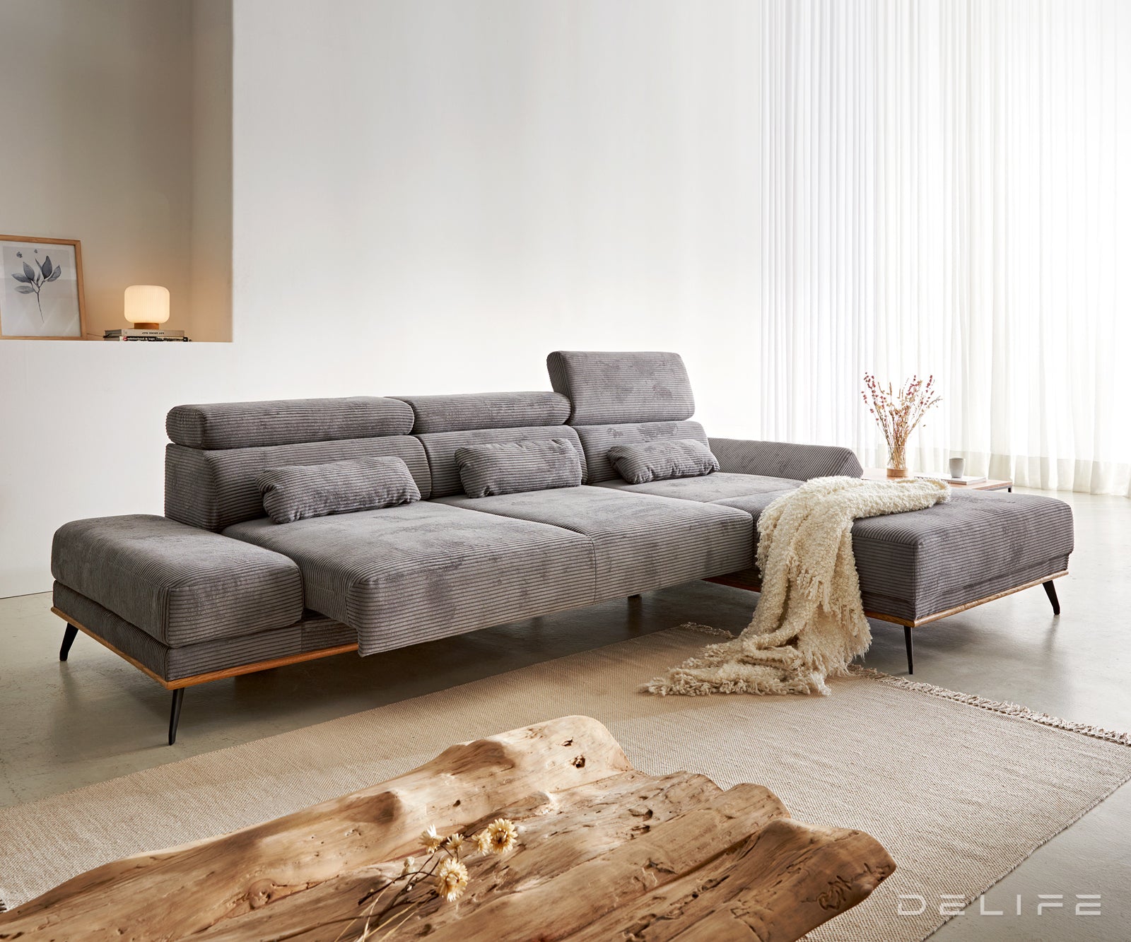 Kotna garnitura Evelio 320x201cm, Material: Rebrasta tkanina