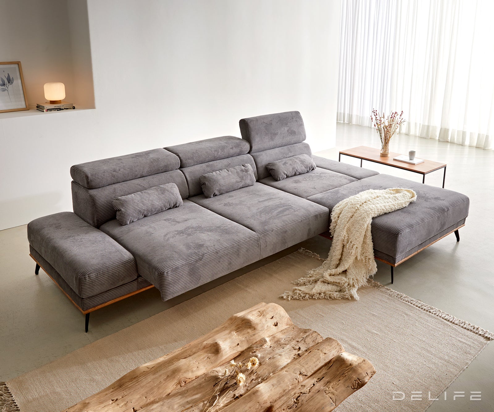 Kotna garnitura Evelio 320x201cm, Material: Rebrasta tkanina