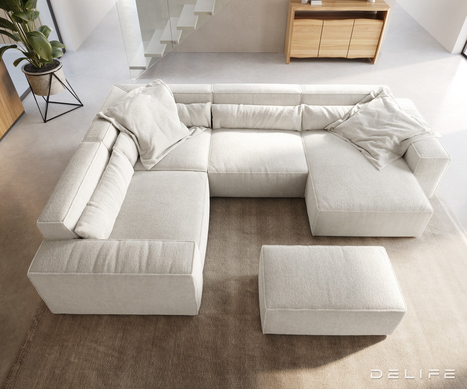 Velika kotna sedežna garnitura Sirpio XL 360x258cm, Material: Bukle