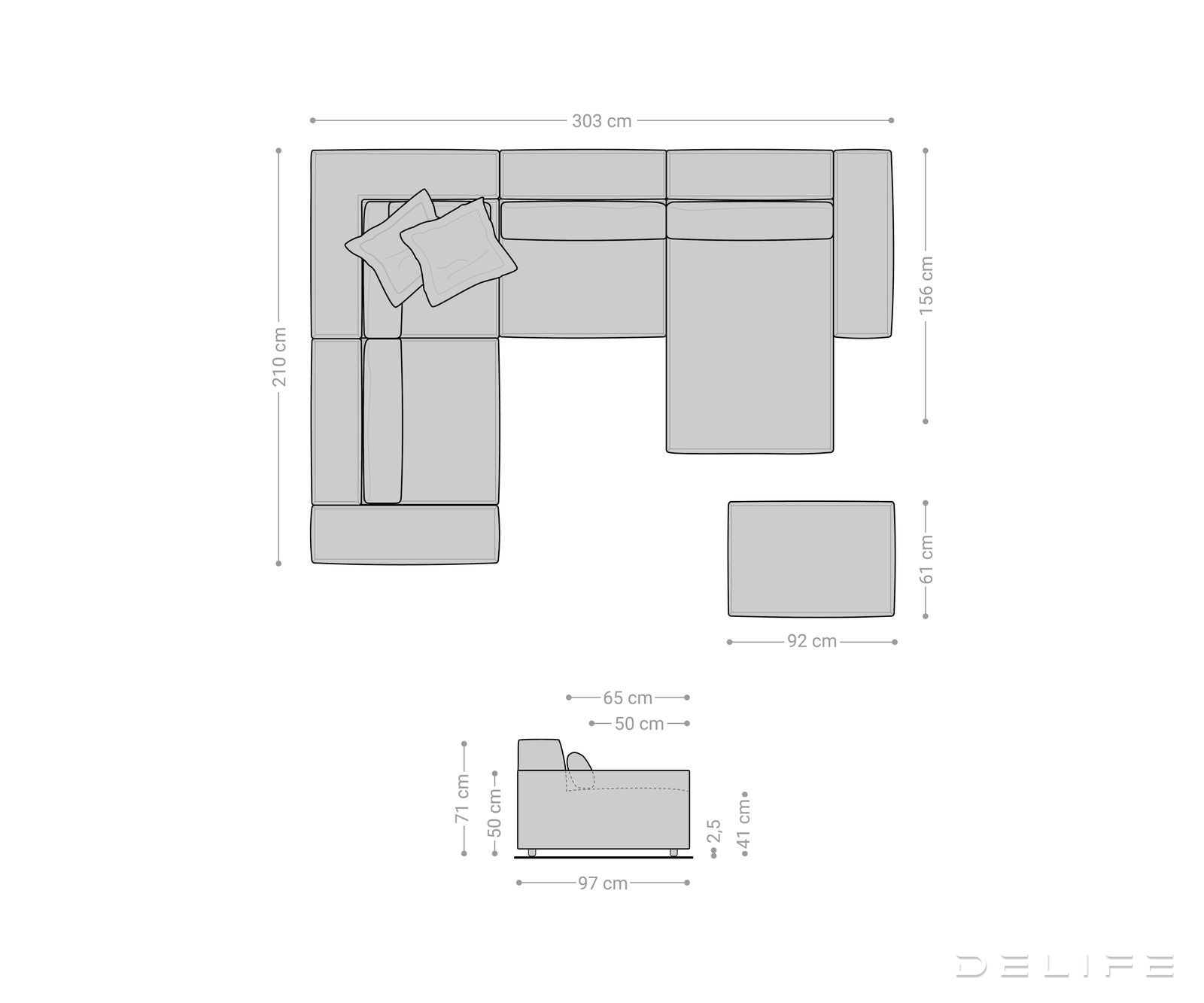 Velika kotna sedežna garnitura Sirpio XL 360x258cm, Material: Bukle