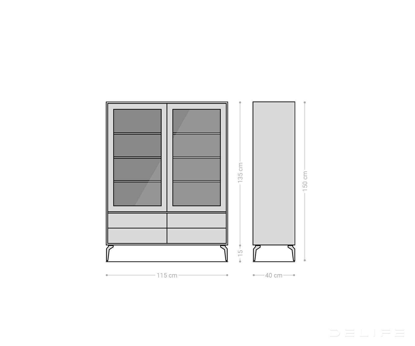 Kleo vitrina, Material: akacija